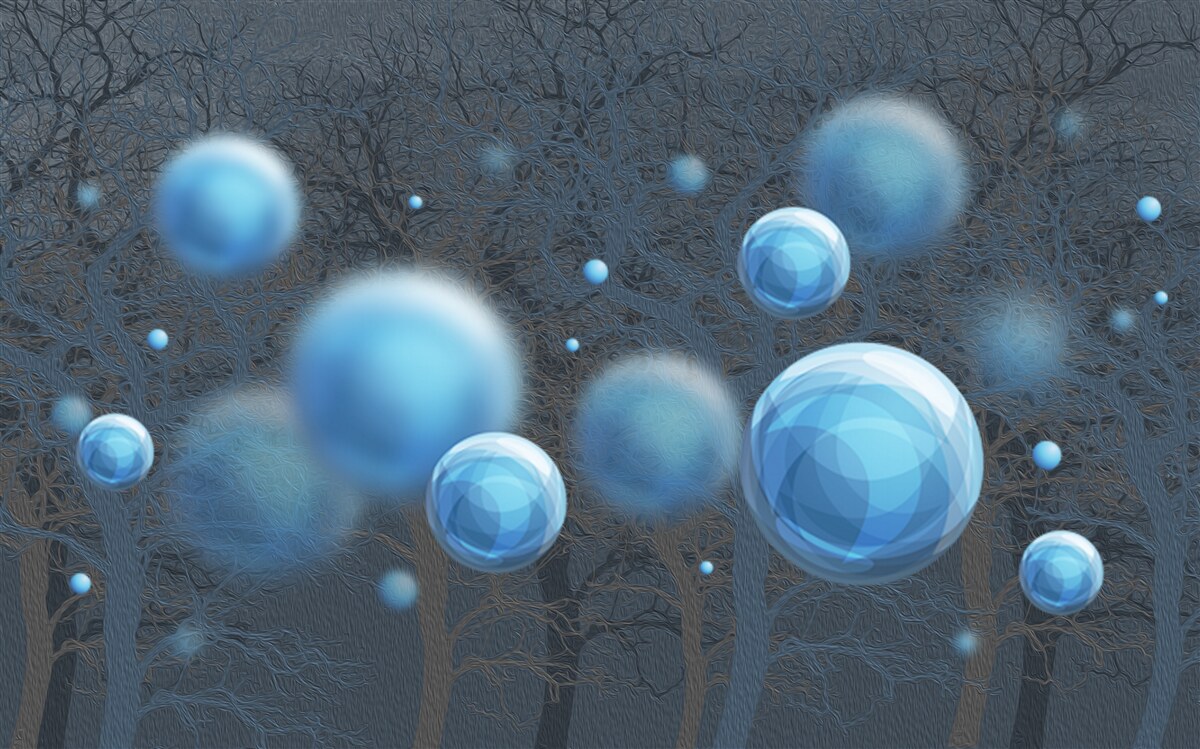 Фотошпалери вода піднімається блакитними краплями