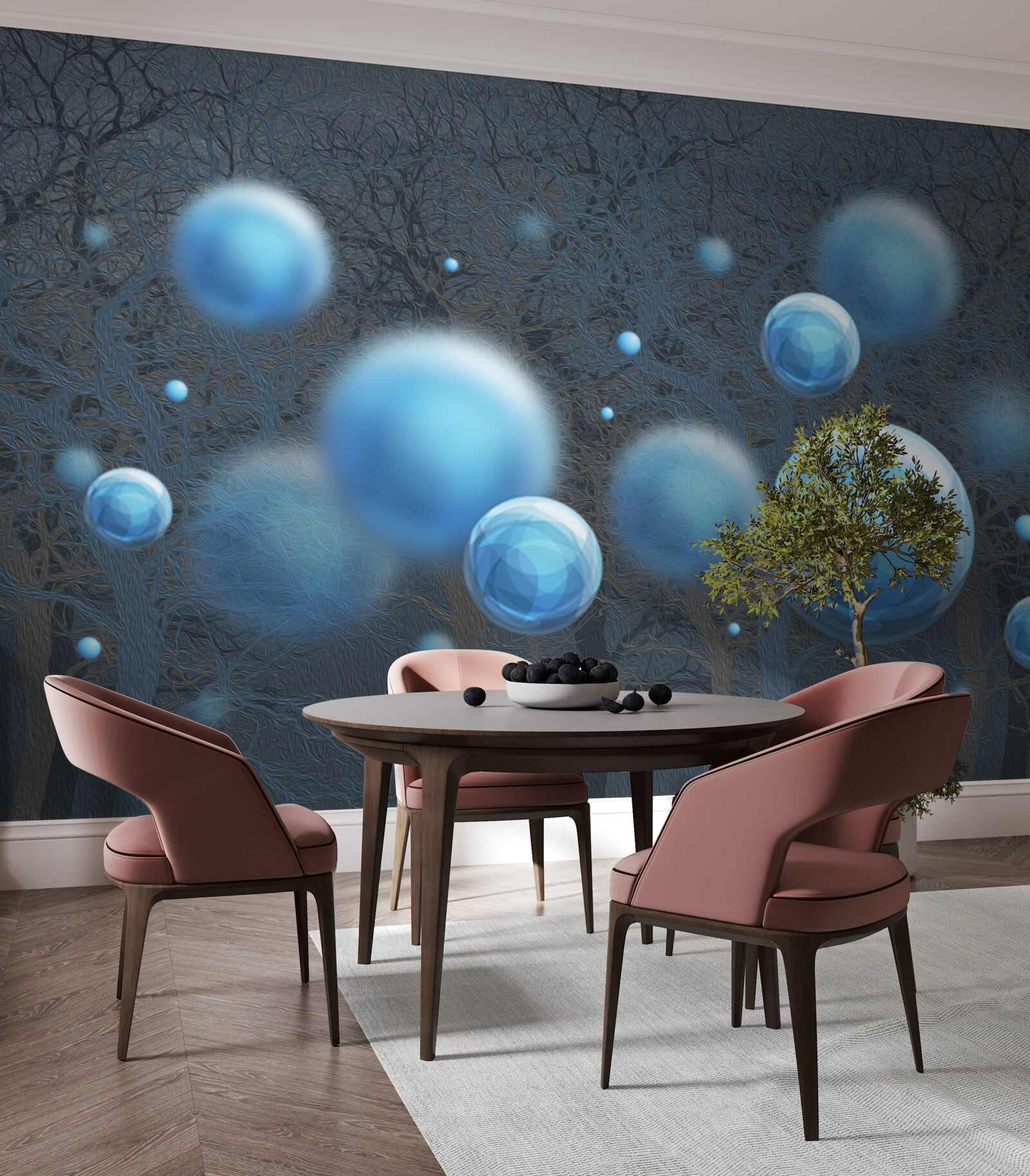 Фотошпалери вода піднімається блакитними краплями