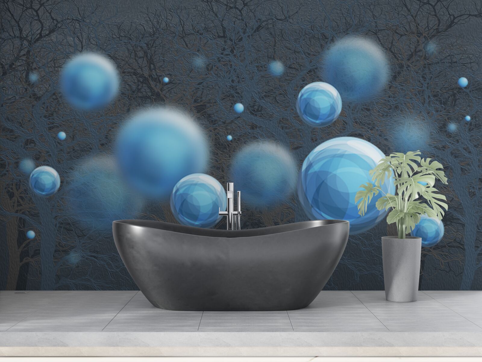 Фотошпалери вода піднімається блакитними краплями