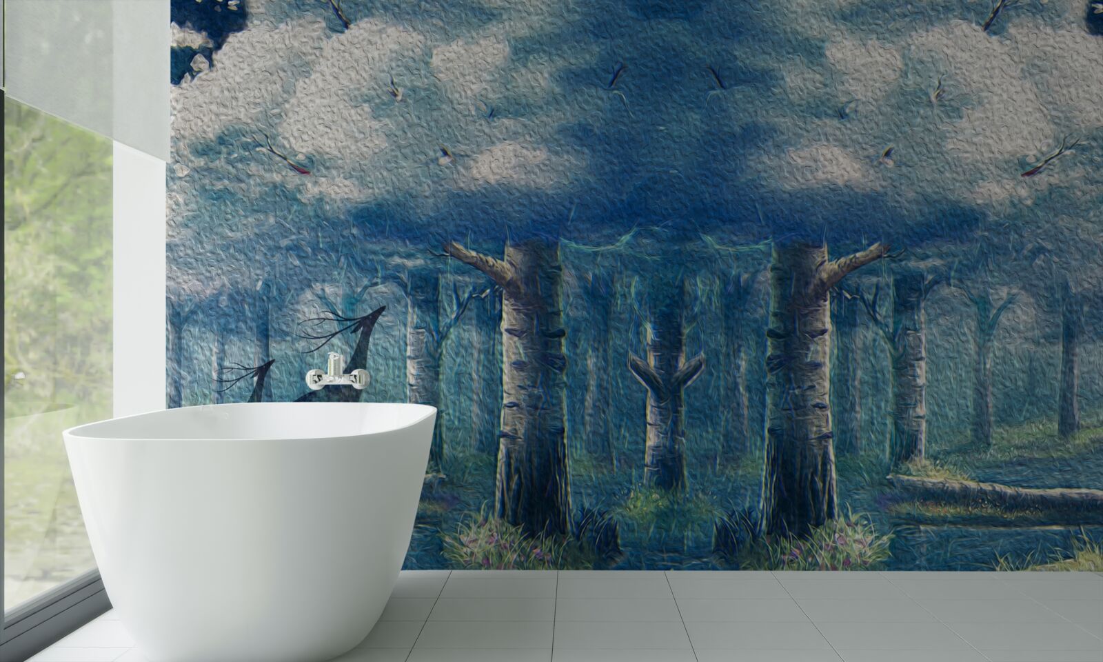 Фотошпалери олені йдуть холодним лісом