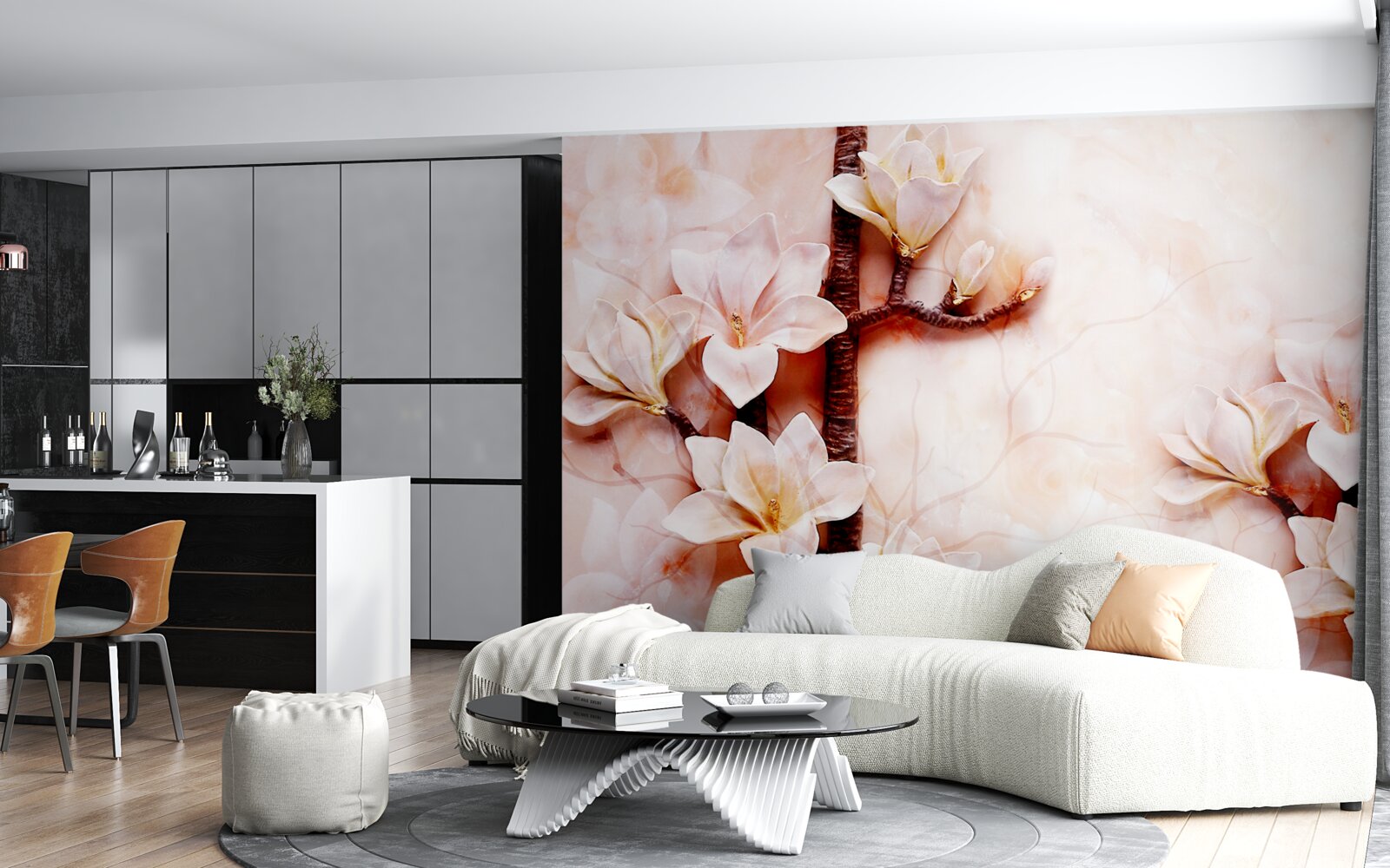 Фотошпалери гілки витонченої рожевої магнолії