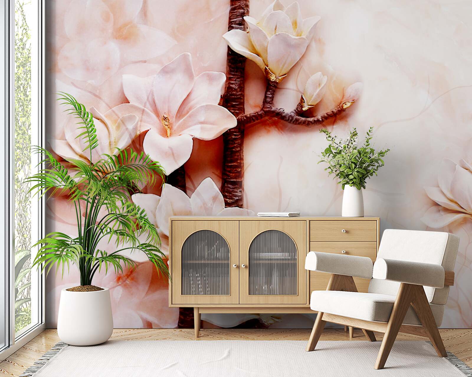 Фотошпалери гілки витонченої рожевої магнолії