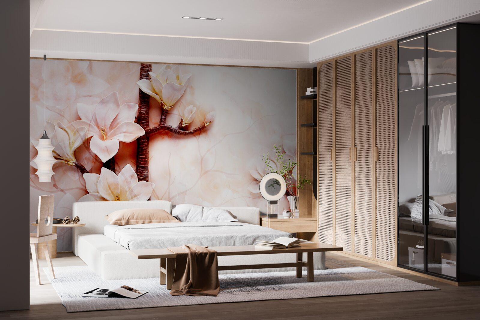 Фотошпалери гілки витонченої рожевої магнолії