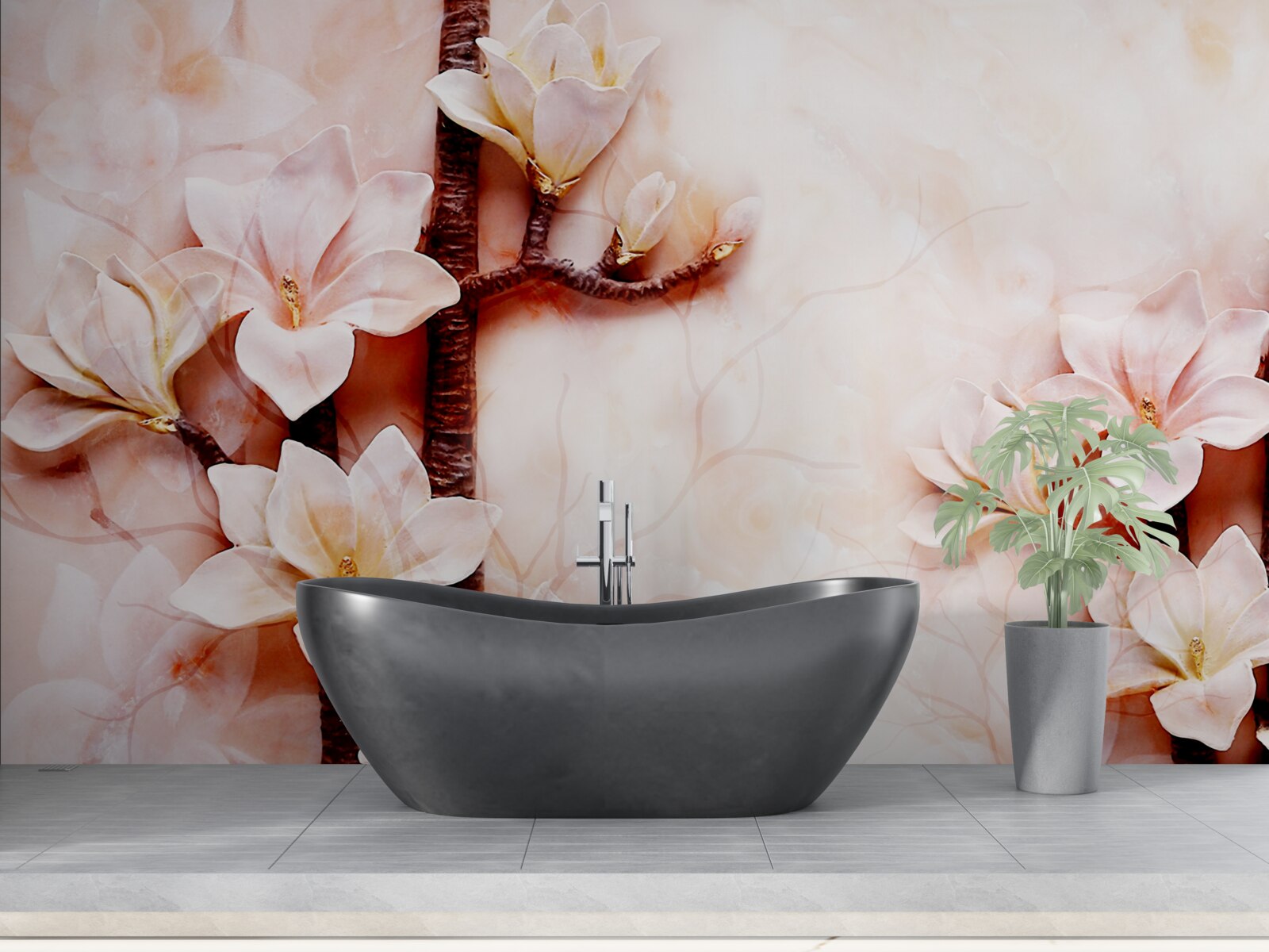 Фотошпалери гілки витонченої рожевої магнолії