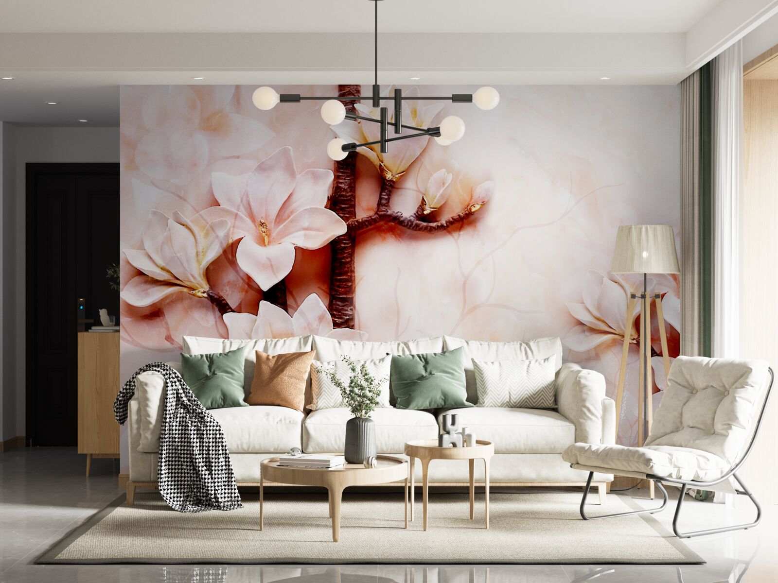 Фотошпалери гілки витонченої рожевої магнолії