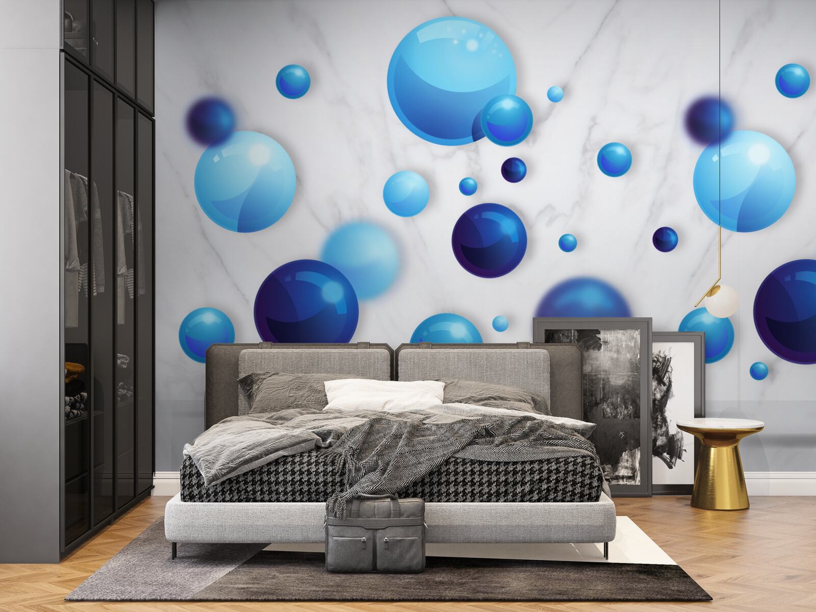 Фотошпалери ковзаючі блакитні та світло-блакитні лампочки