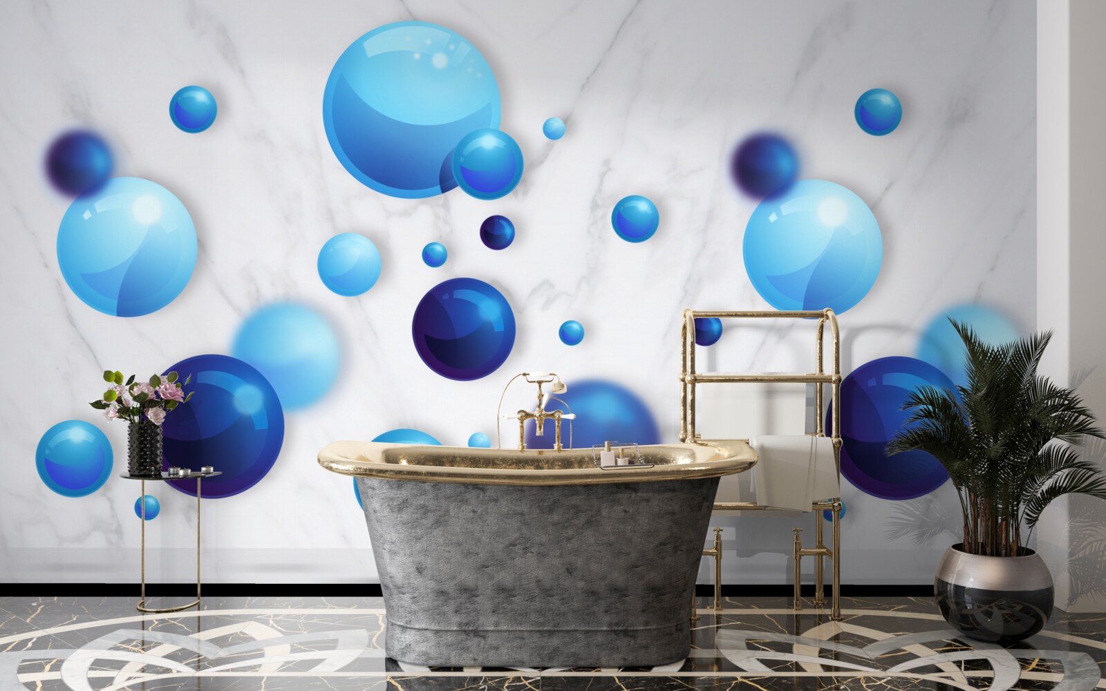 Фотошпалери ковзаючі блакитні та світло-блакитні лампочки