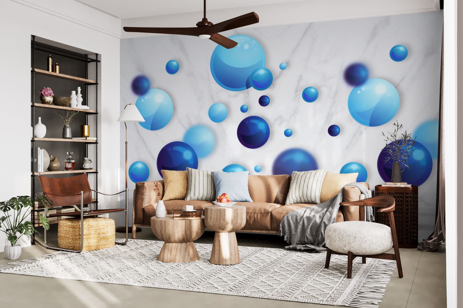 Фотошпалери ковзаючі блакитні та світло-блакитні лампочки