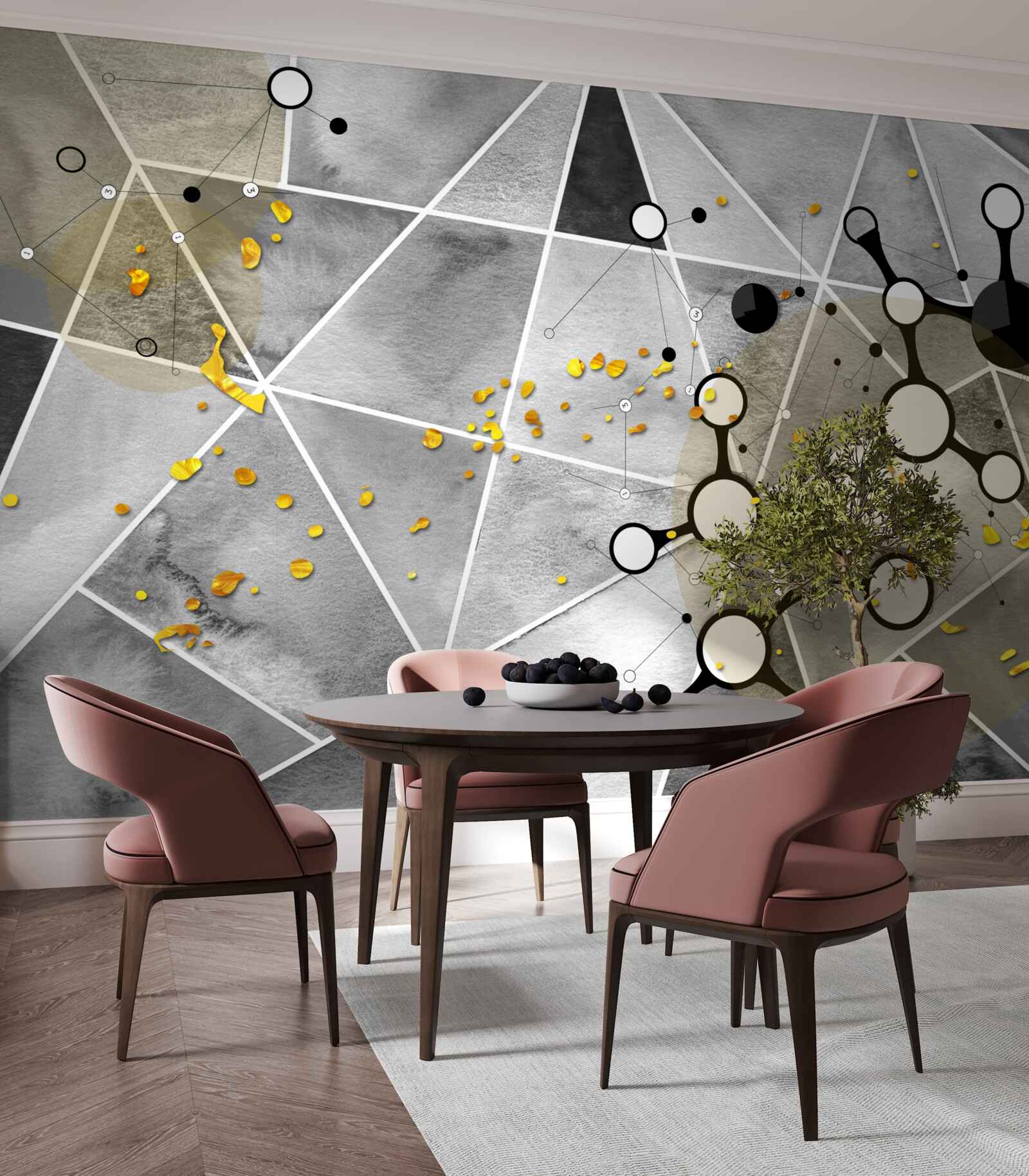 Фотошпалери частинки золота на сірій мармуровій поверхні