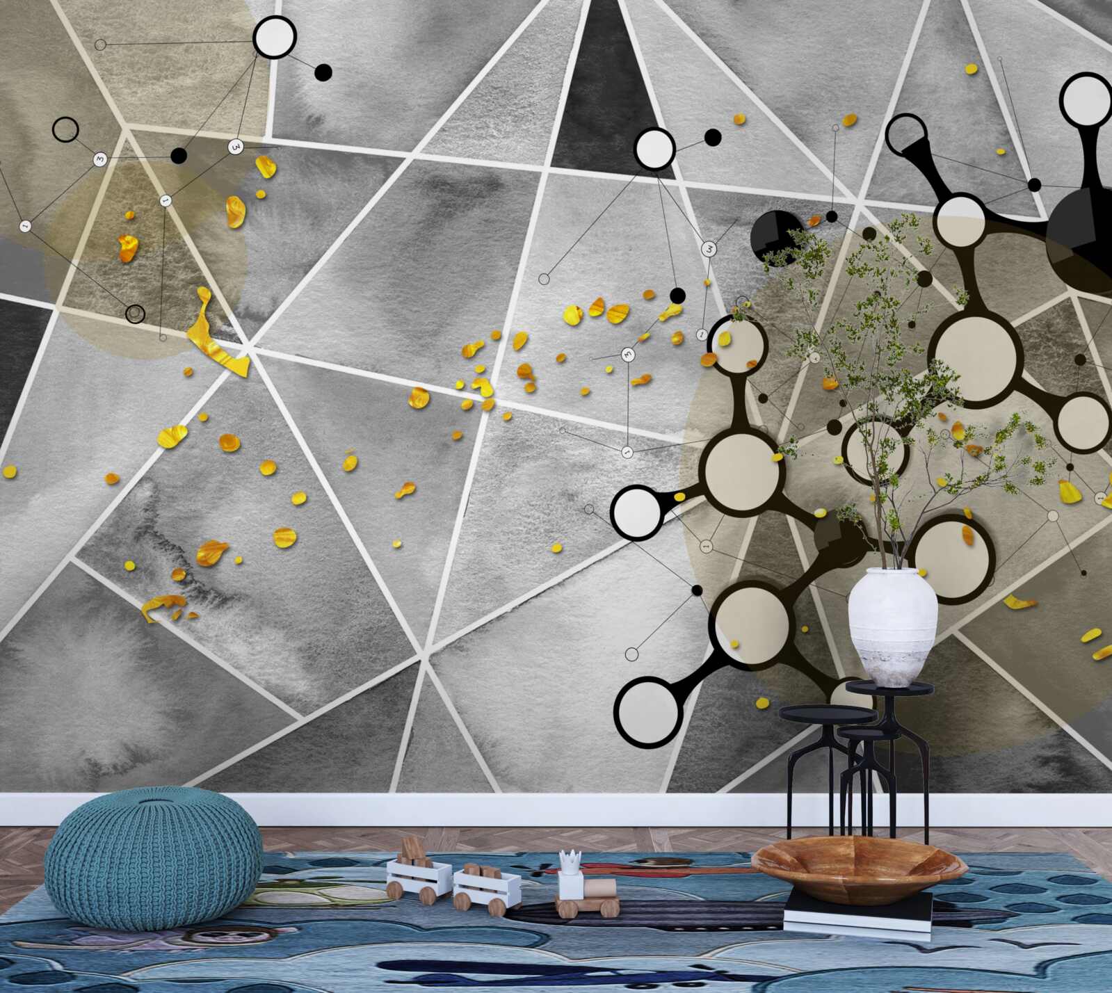 Фотошпалери частинки золота на сірій мармуровій поверхні