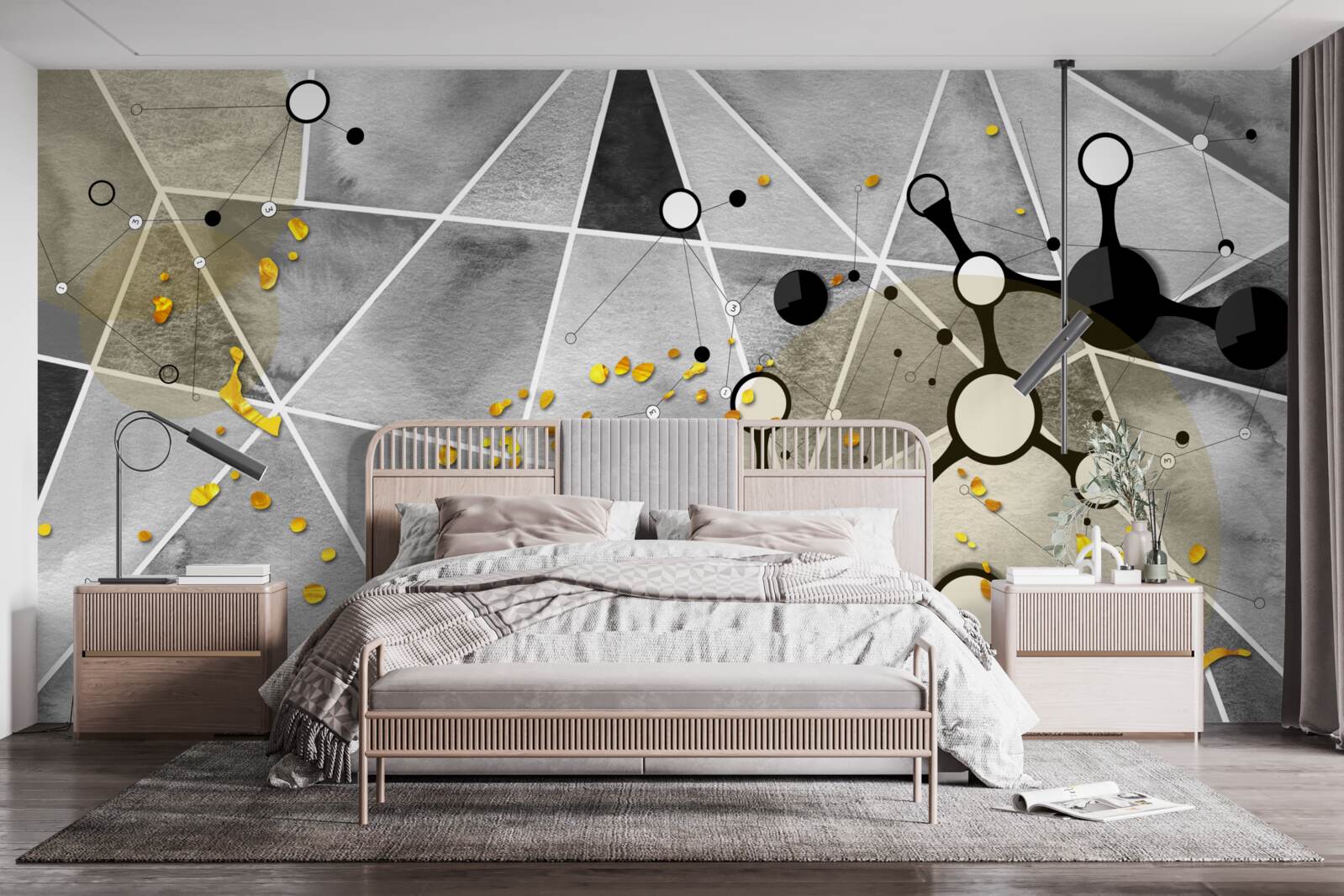 Фотошпалери частинки золота на сірій мармуровій поверхні