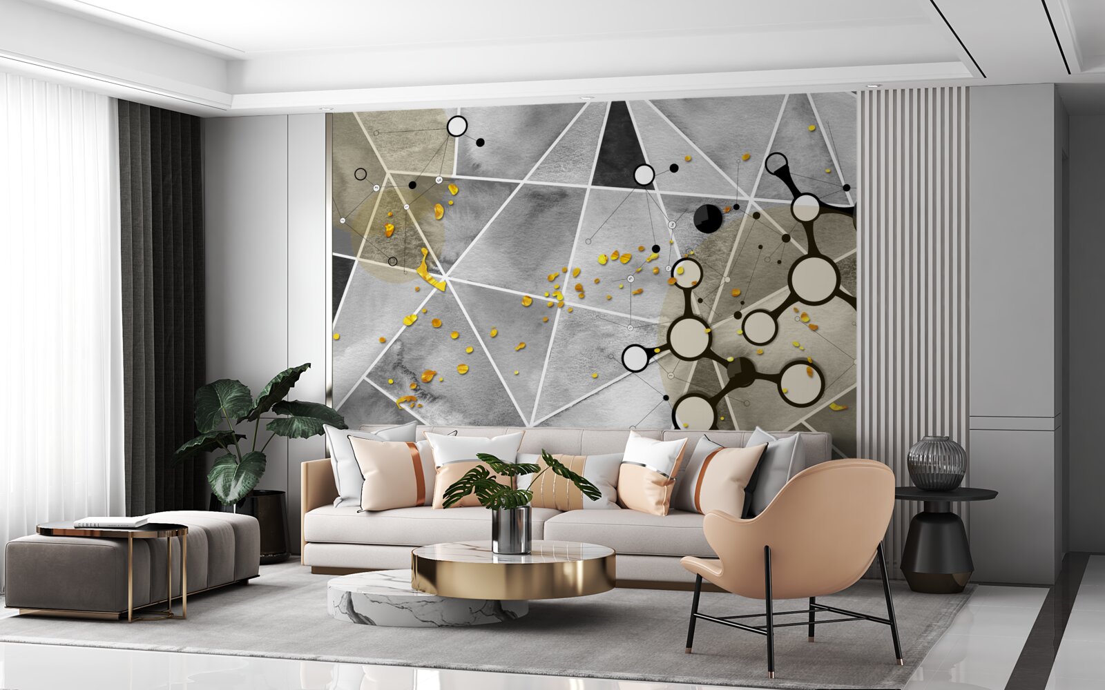 Фотошпалери частинки золота на сірій мармуровій поверхні