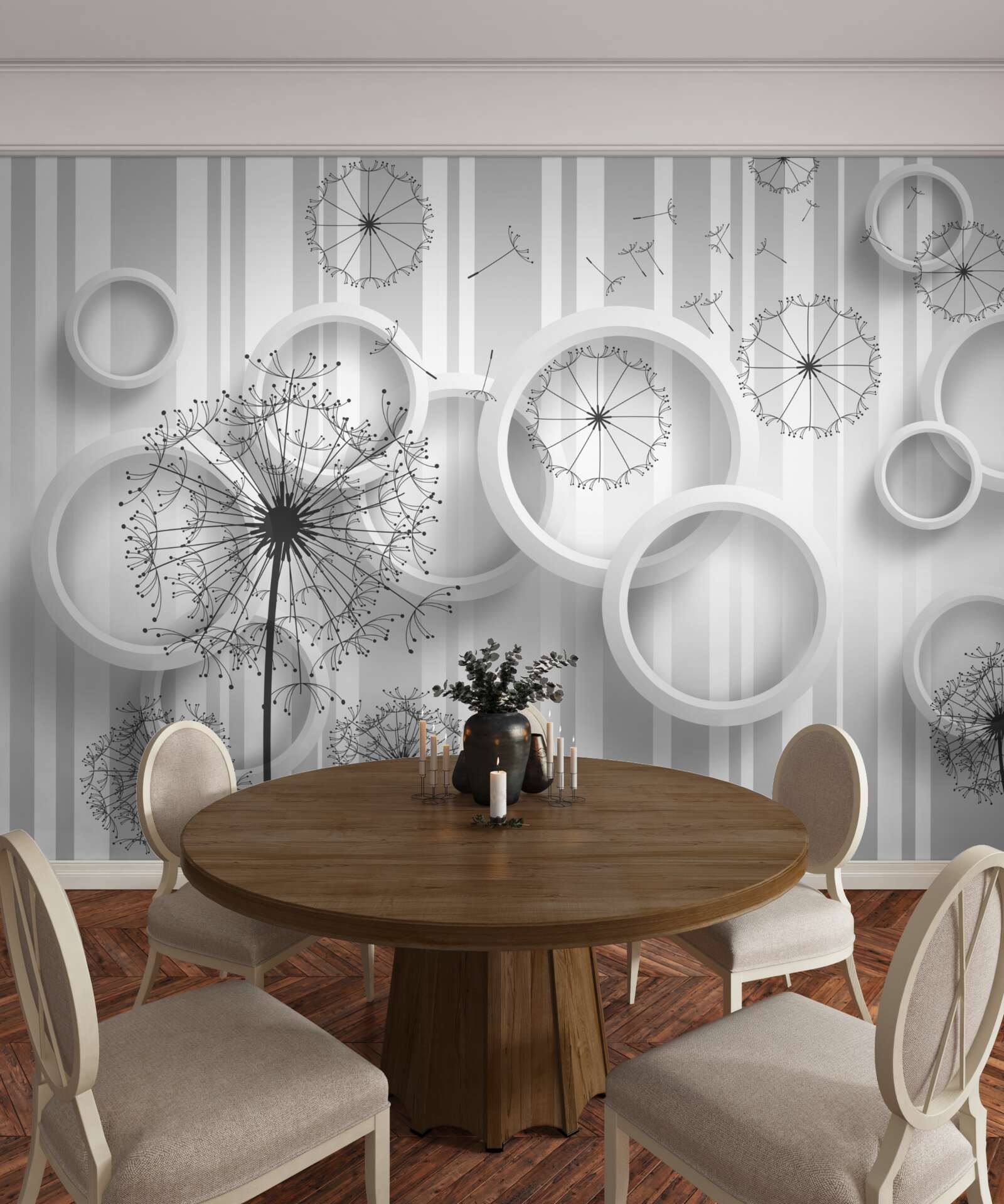 Фотошпалери білі ділянки та багатоніжки на вицвітаючому тлі