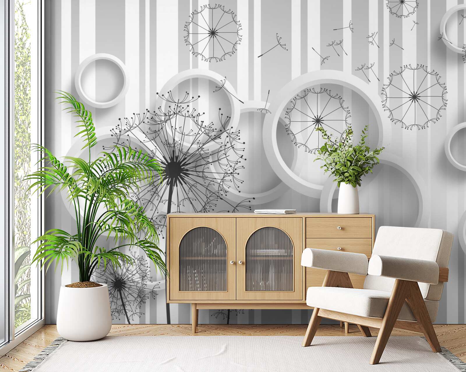 Фотошпалери білі ділянки та багатоніжки на вицвітаючому тлі