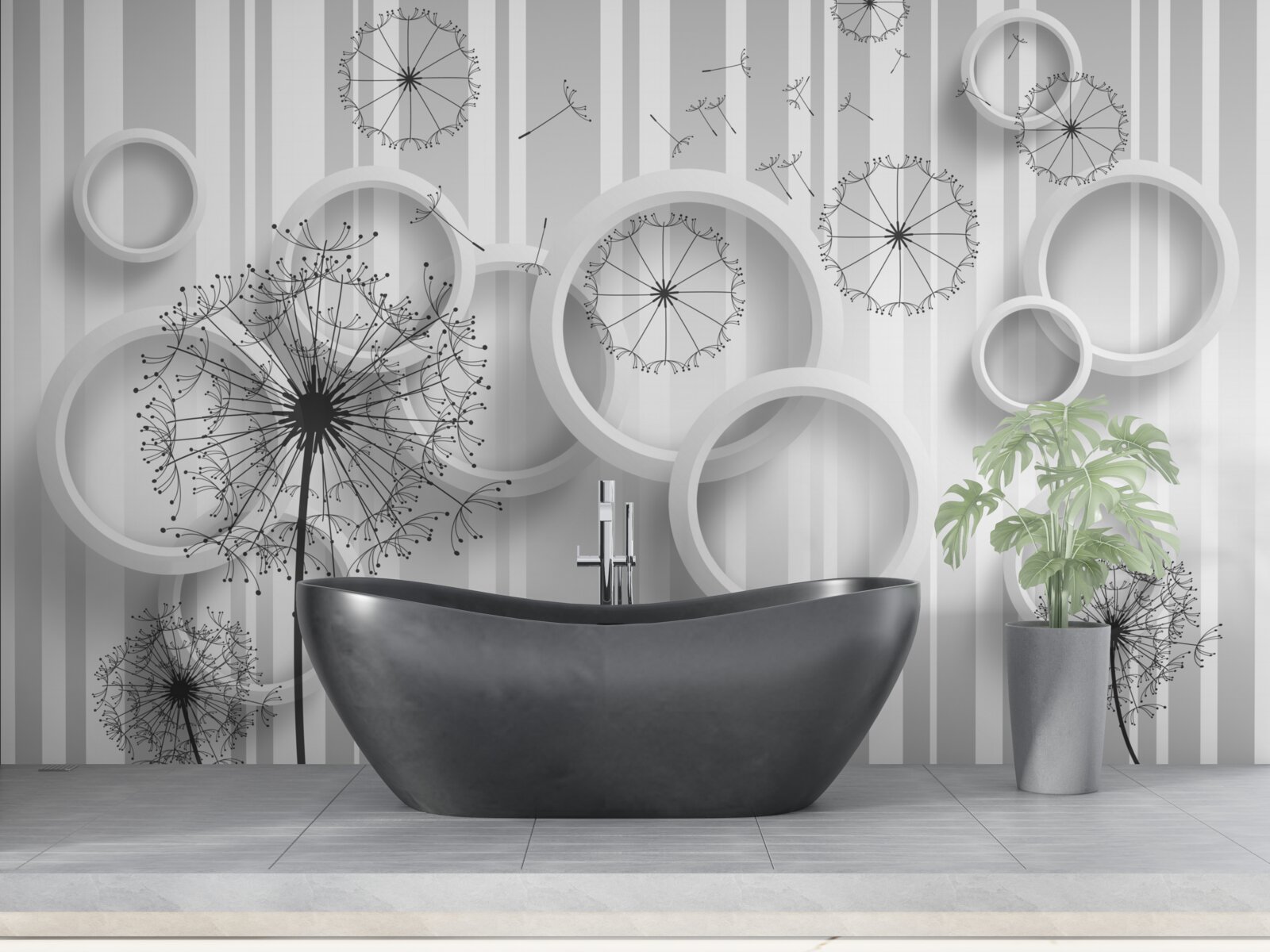 Фотошпалери білі ділянки та багатоніжки на вицвітаючому тлі