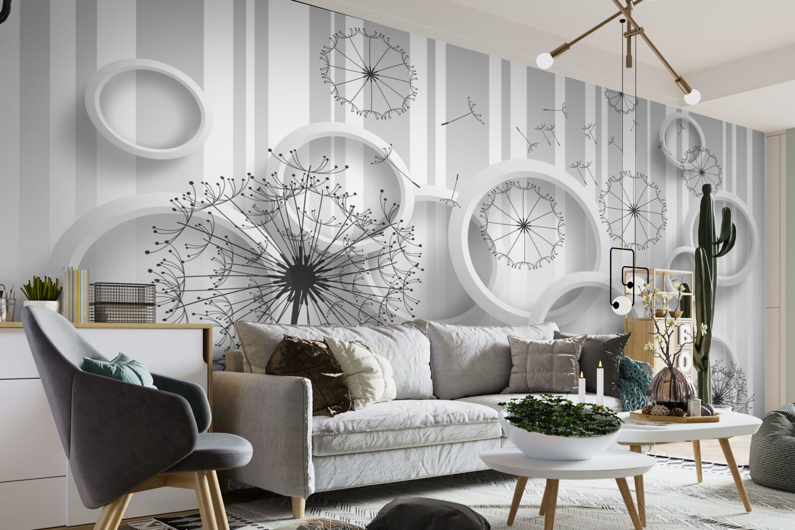 Фотошпалери білі ділянки та багатоніжки на вицвітаючому тлі