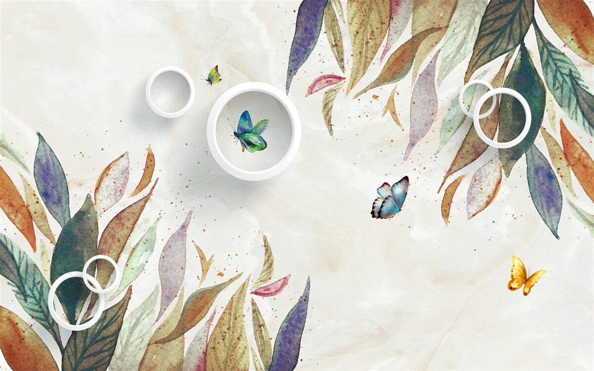 Фотошпалери осіннє листя та метелики