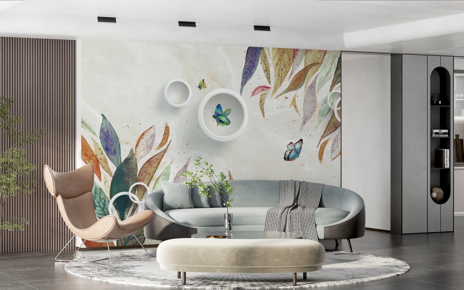 Фотошпалери осіннє листя та метелики