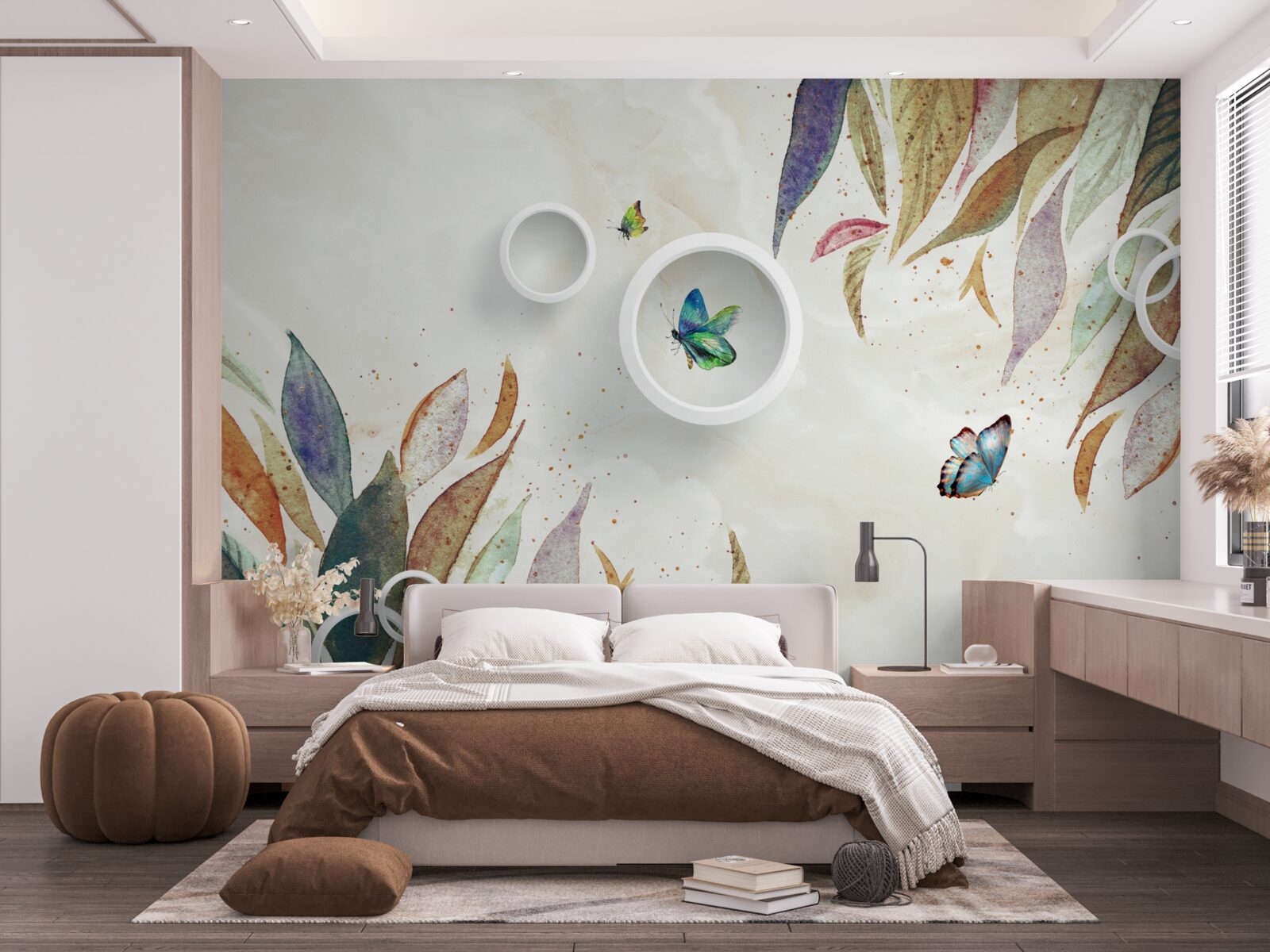 Фотошпалери осіннє листя та метелики