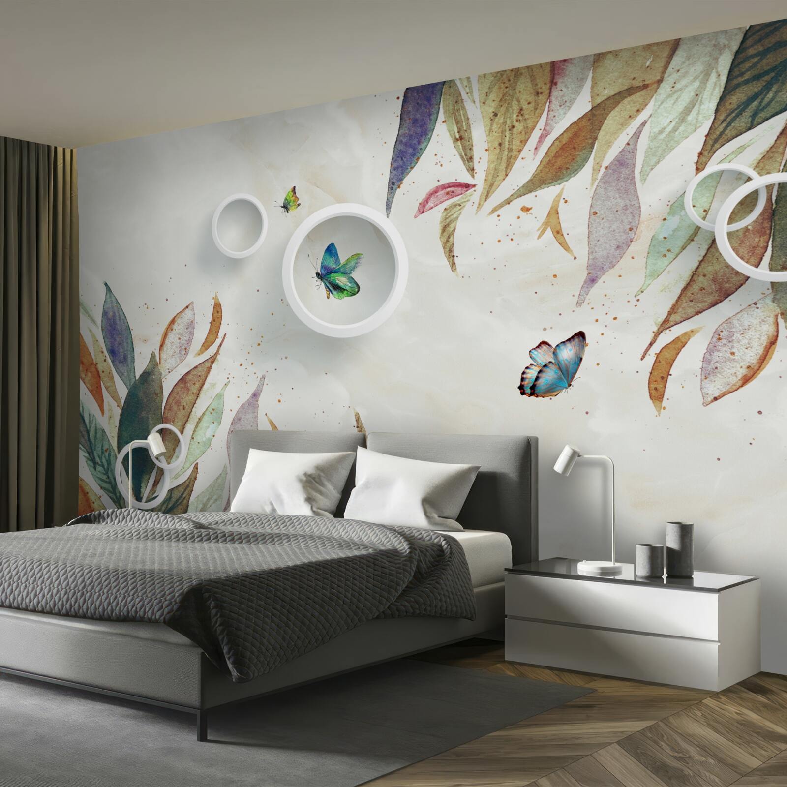 Фотошпалери осіннє листя та метелики