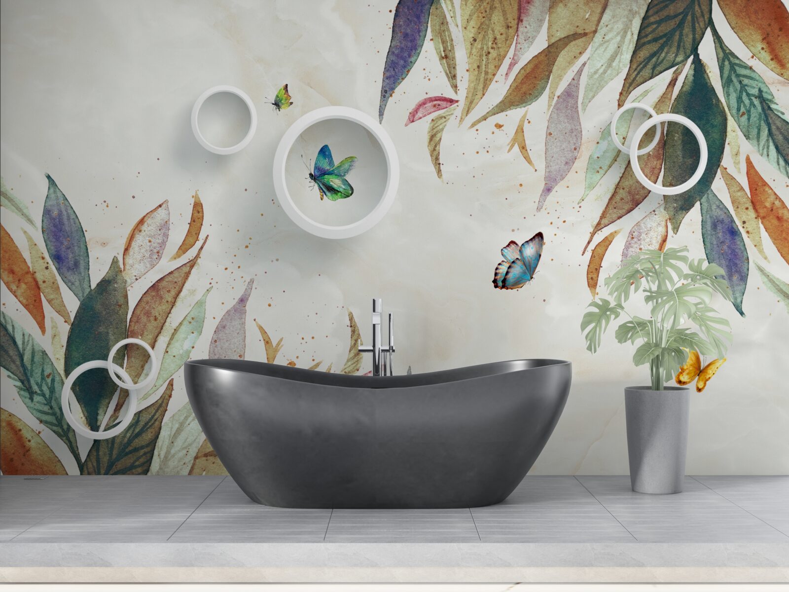 Фотошпалери осіннє листя та метелики