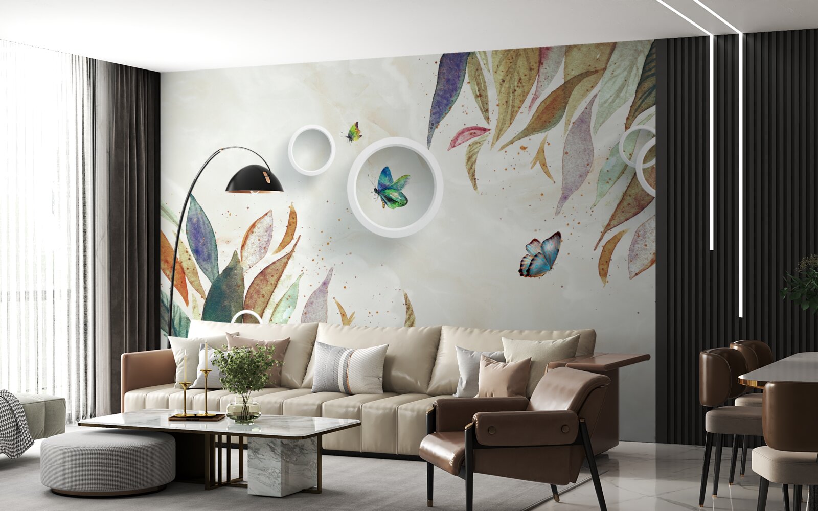 Фотошпалери осіннє листя та метелики