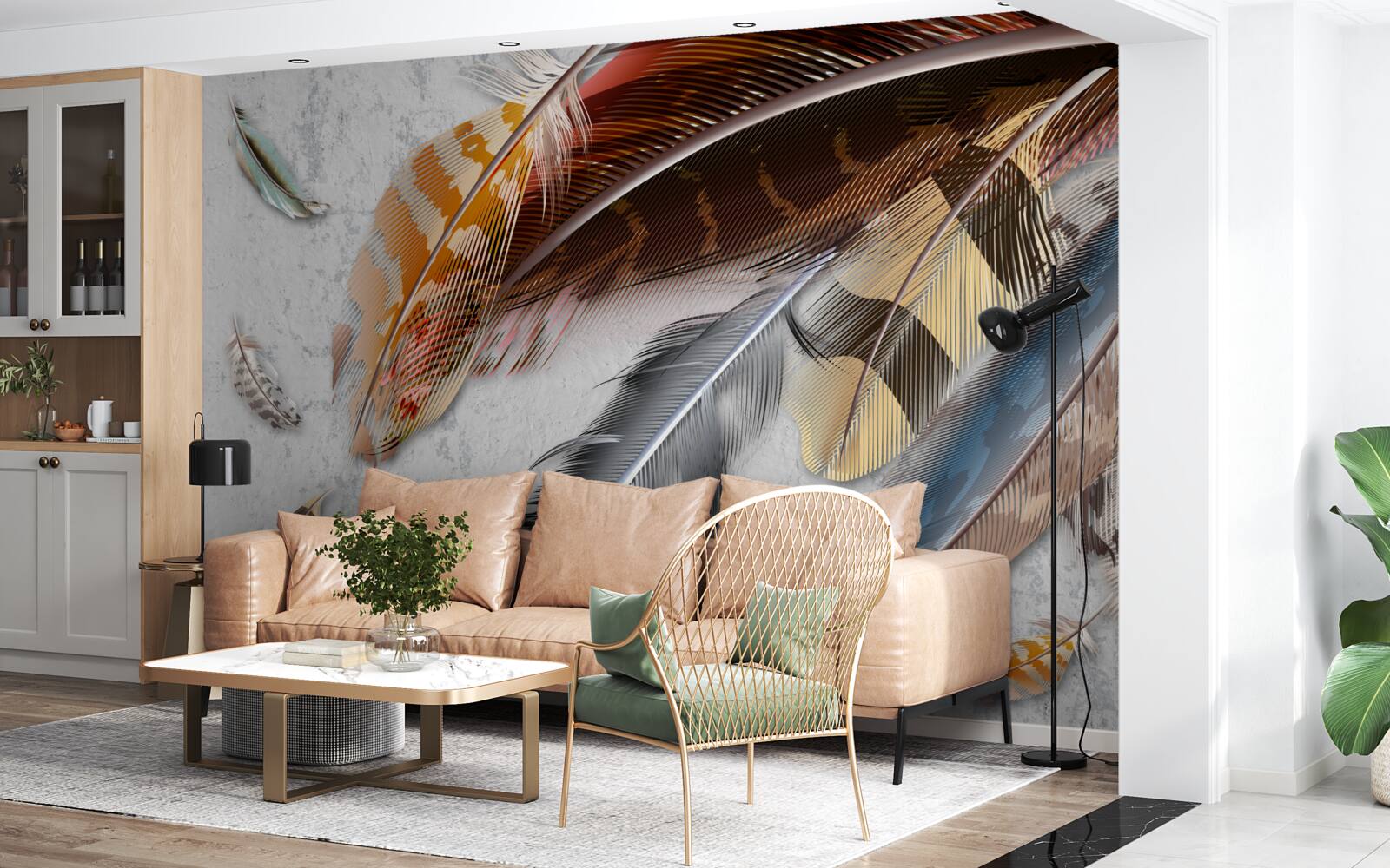 Фотошпалери пір'я різних видів птахів