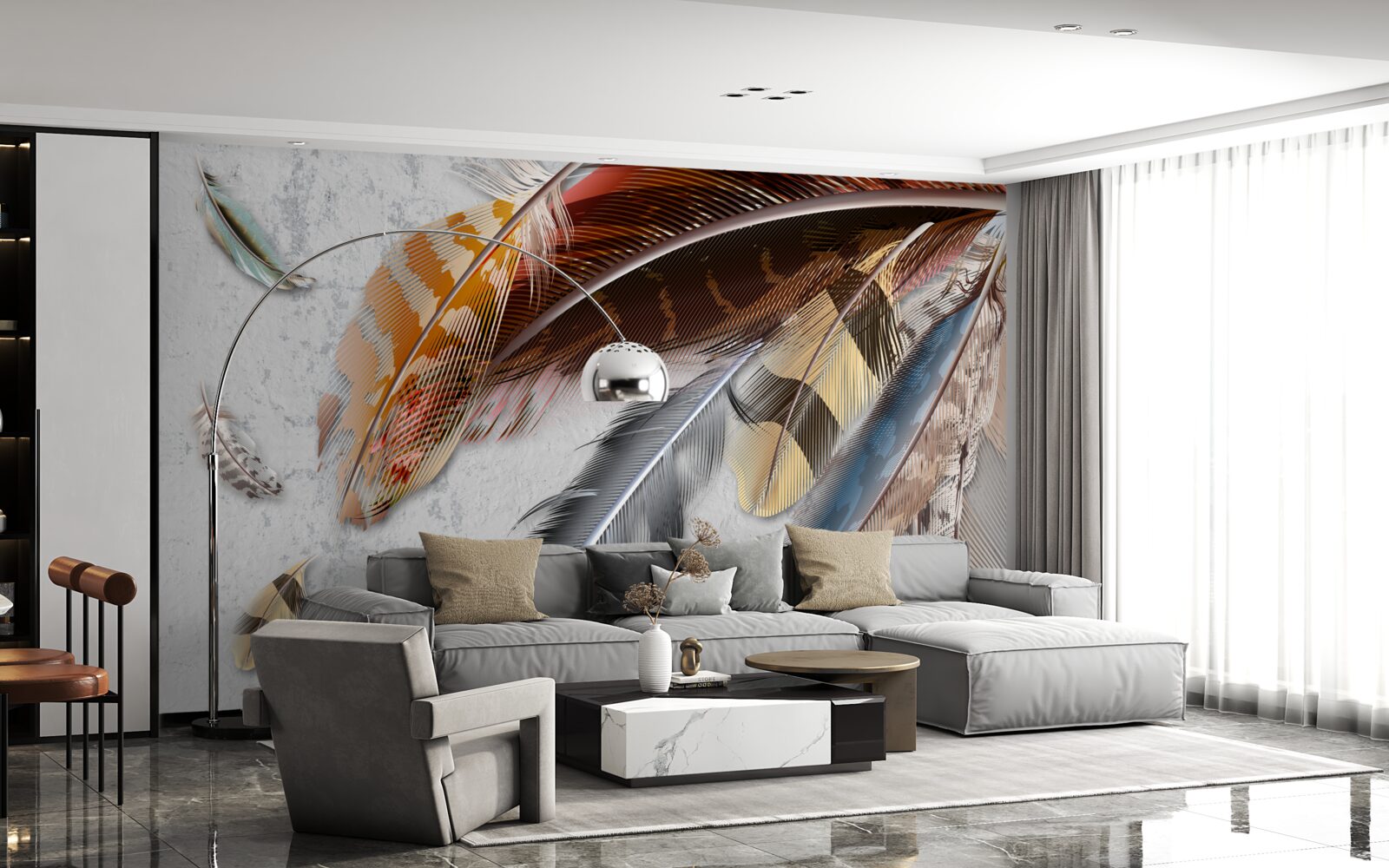 Фотошпалери пір'я різних видів птахів