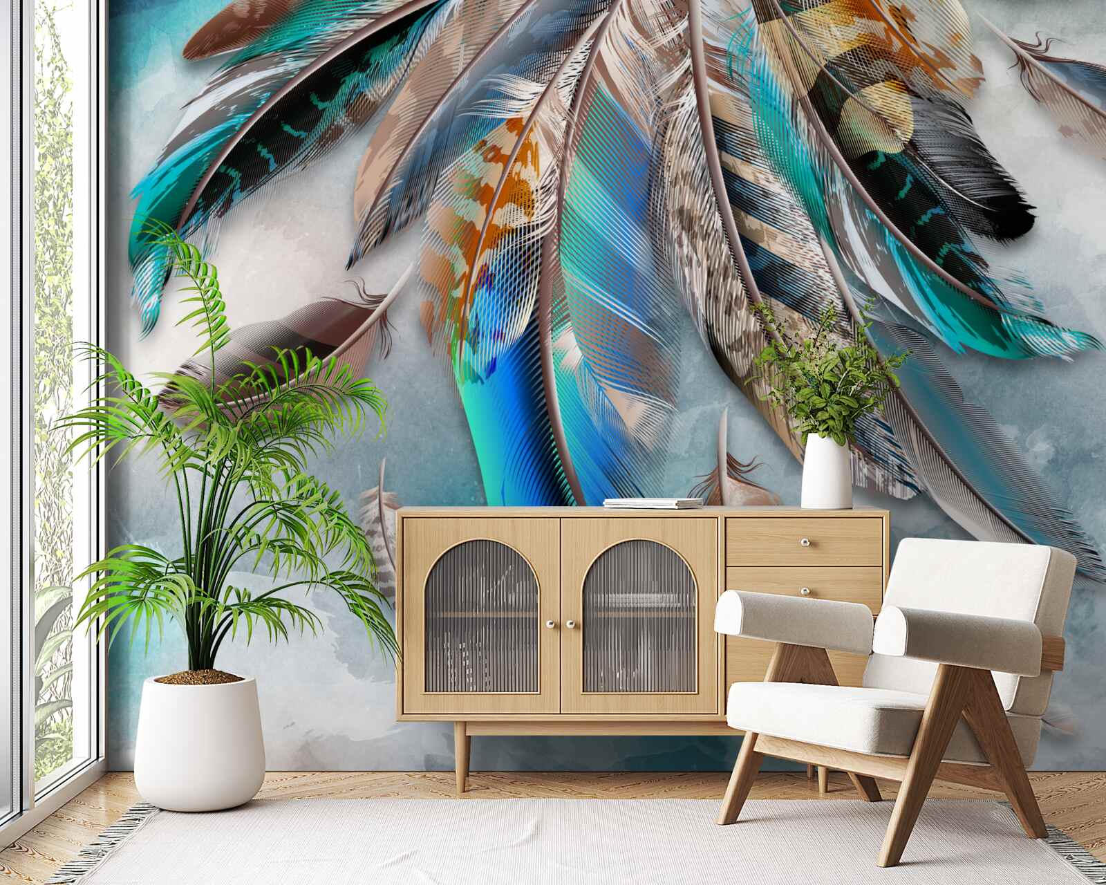 Фотошпалери яскраве, різнобарвне оперення