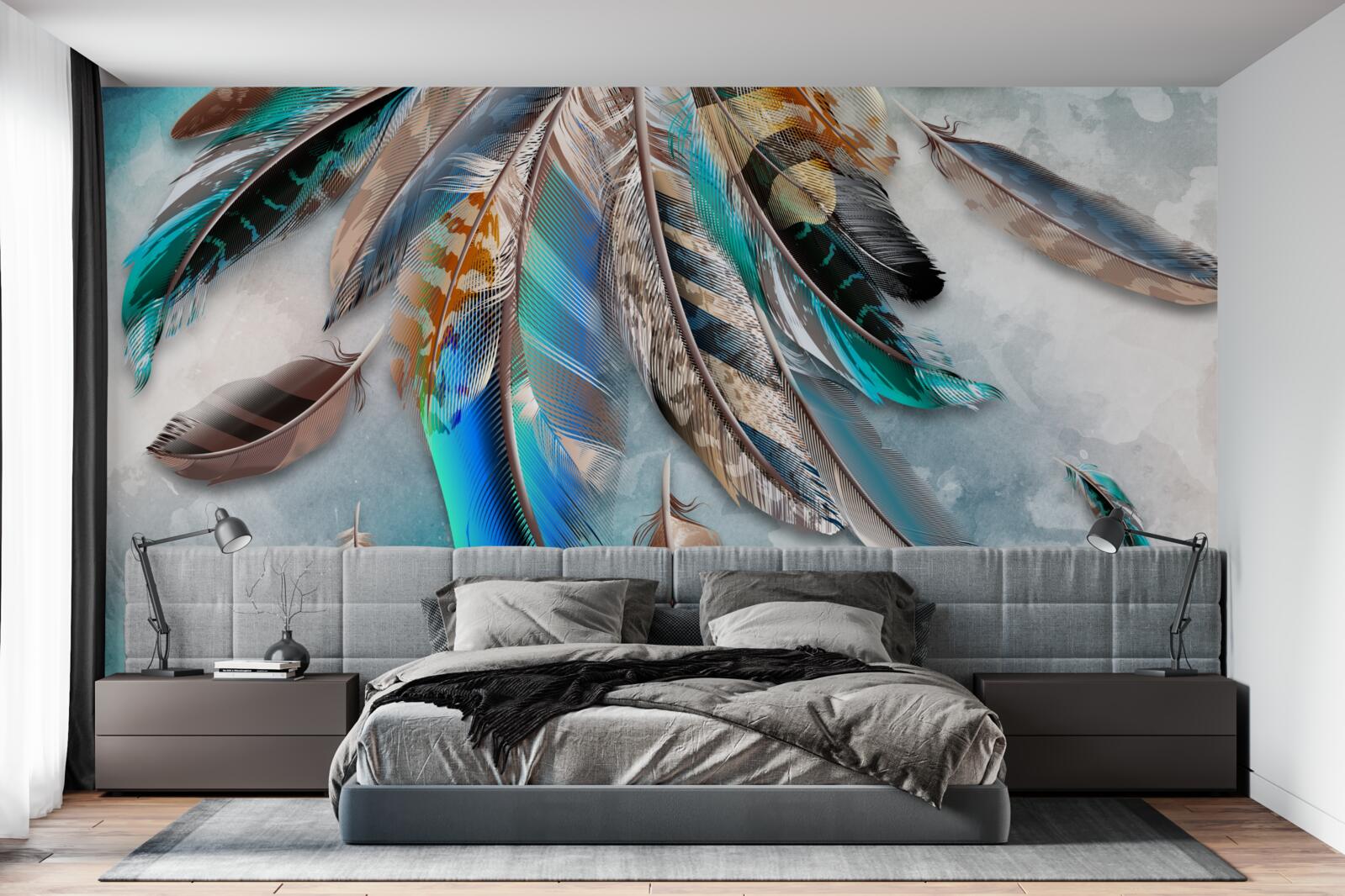 Фотошпалери яскраве, різнобарвне оперення