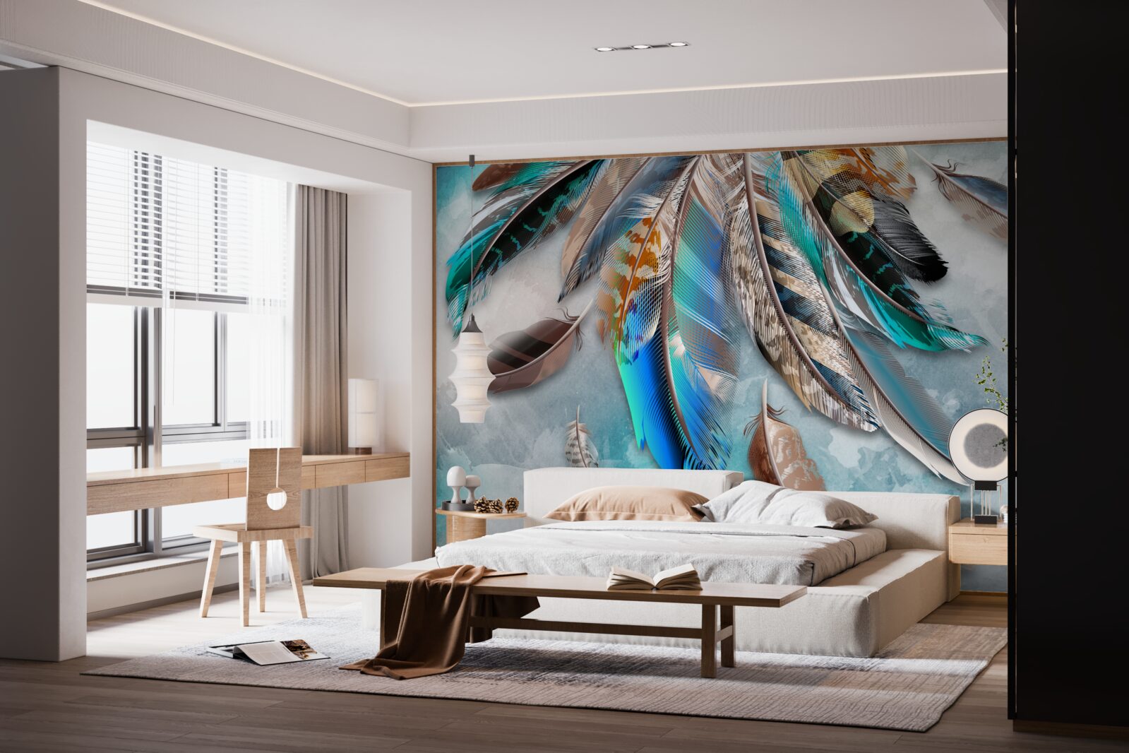 Фотошпалери яскраве, різнобарвне оперення