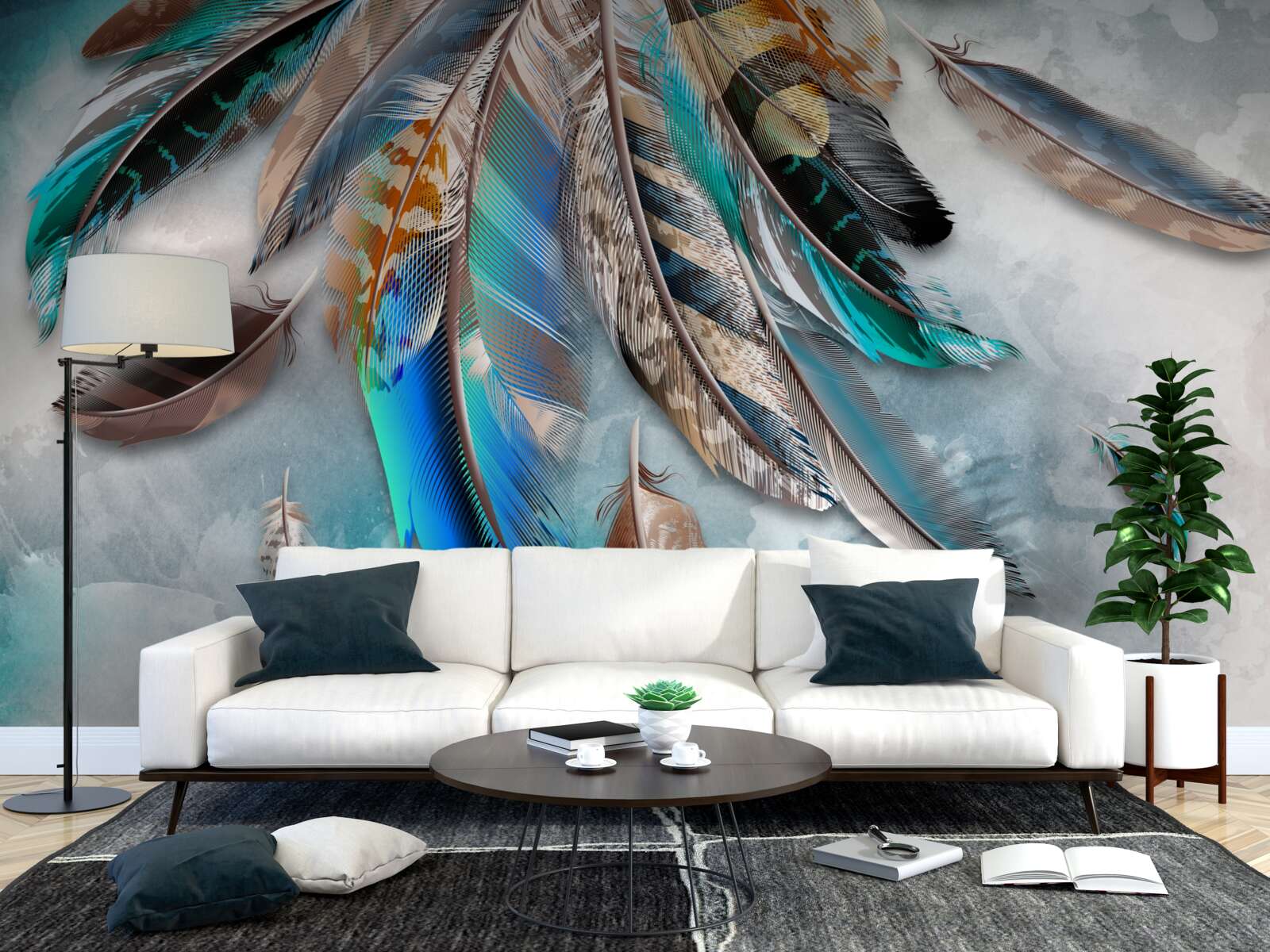 Фотошпалери яскраве, різнобарвне оперення