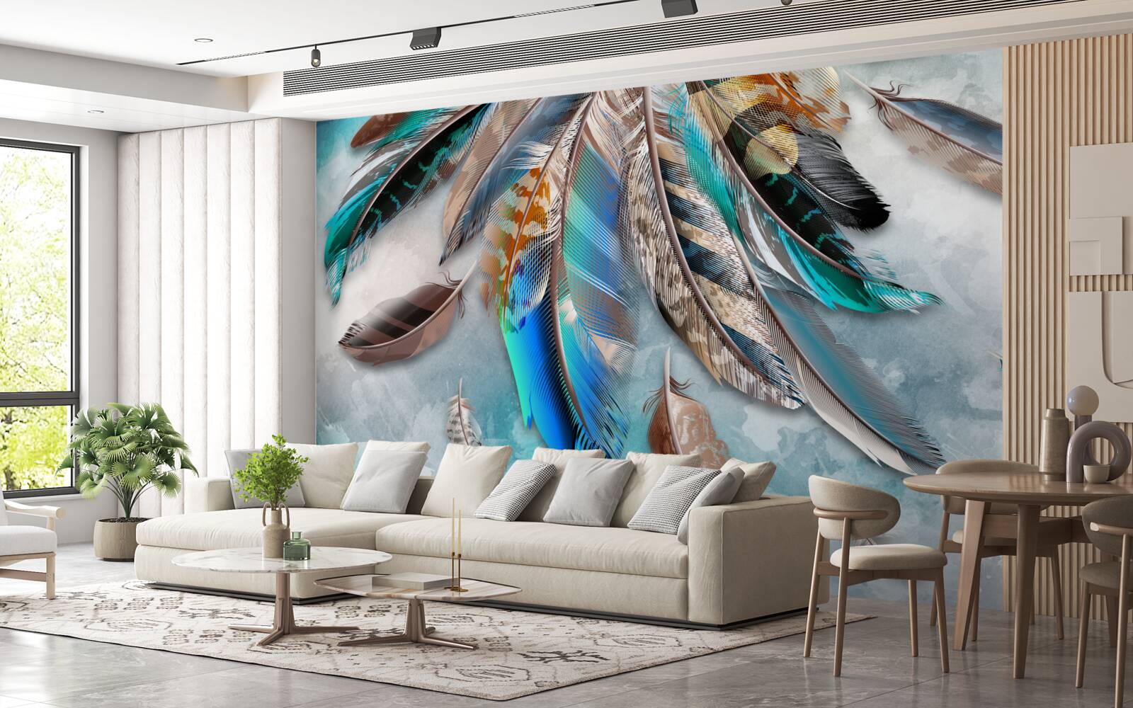 Фотошпалери яскраве, різнобарвне оперення