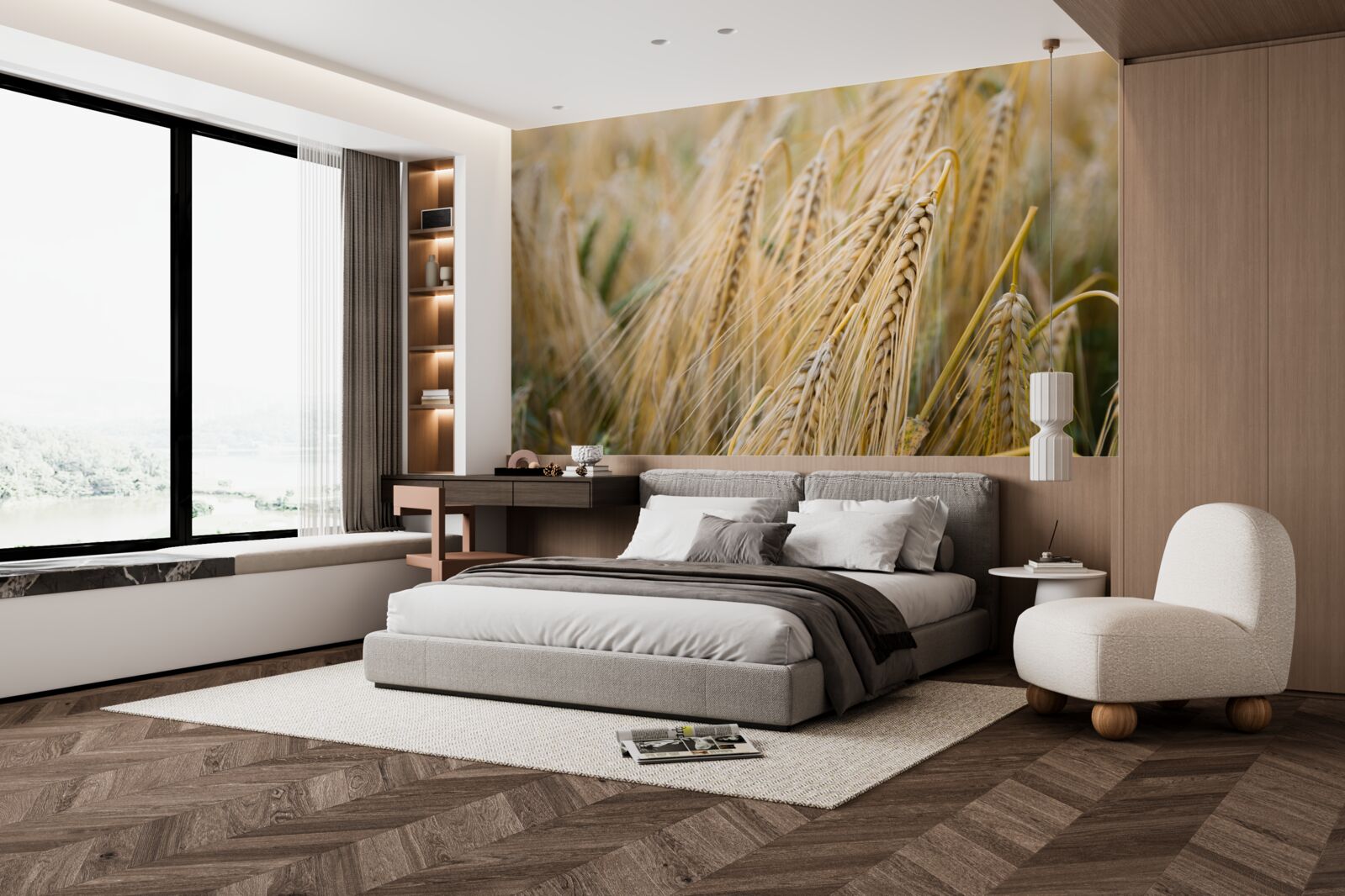 Фотошпалери поле дозріваючих колосків пшениці