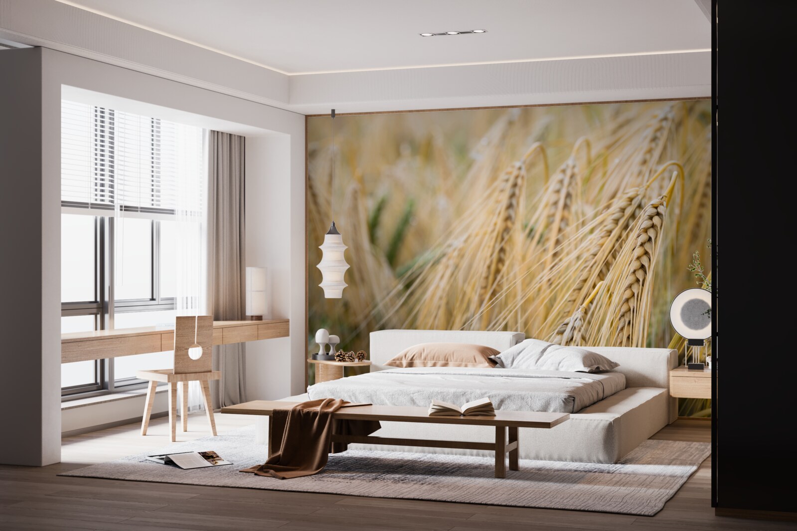 Фотошпалери поле дозріваючих колосків пшениці