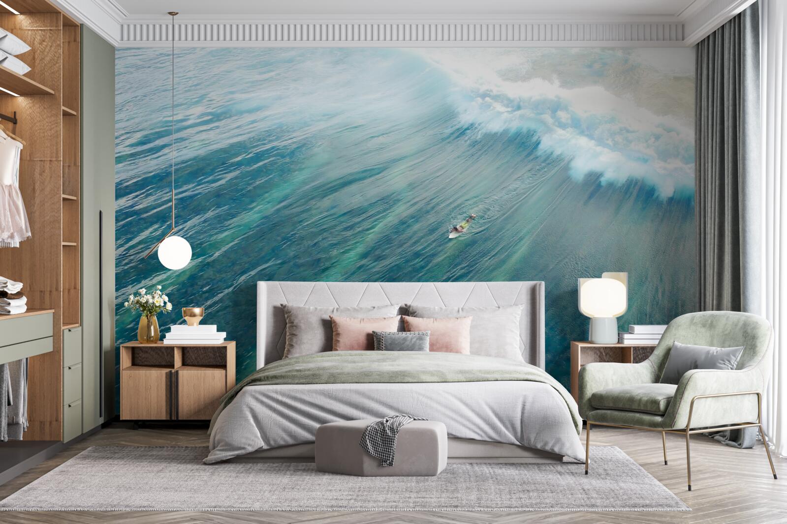 Фотошпалери подолання океанських хвиль за допомогою серфінгу