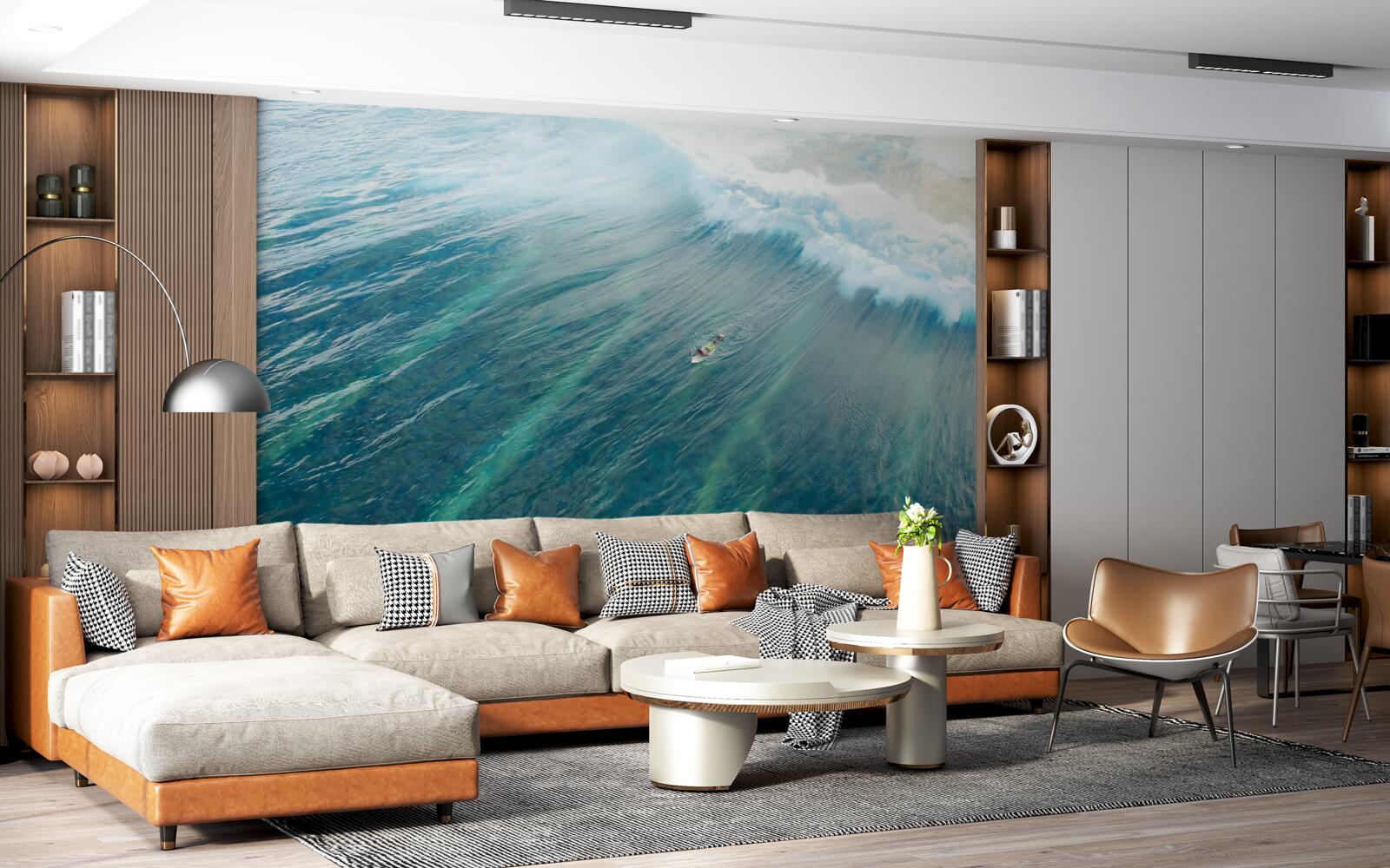 Фотошпалери подолання океанських хвиль за допомогою серфінгу