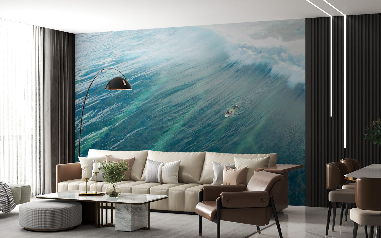 Фотошпалери подолання океанських хвиль за допомогою серфінгу