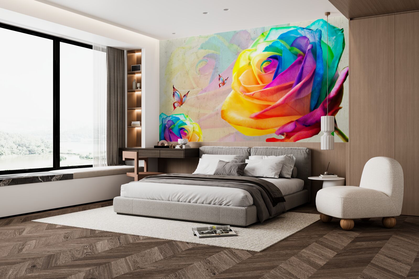 Фотошпалери райдужна троянда