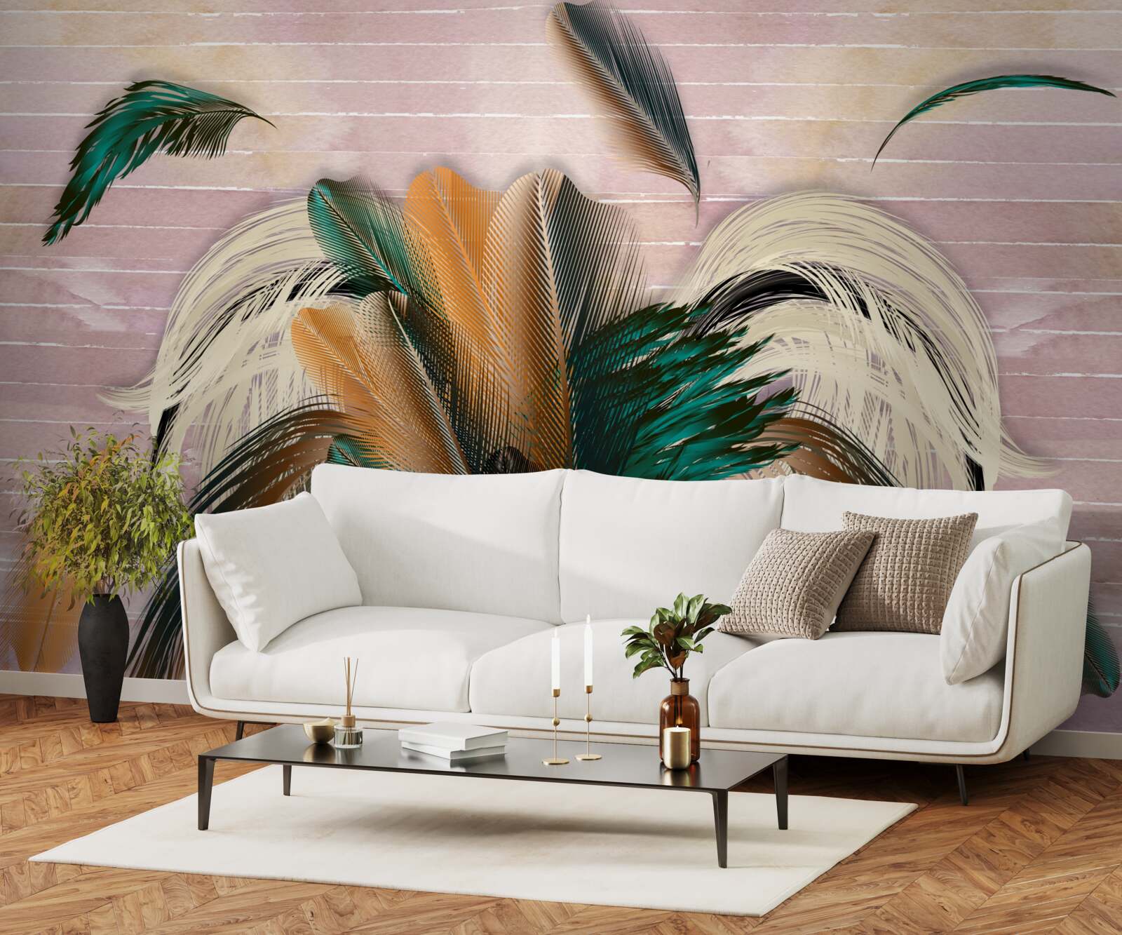 Фотошпалери збір пір'я в букет