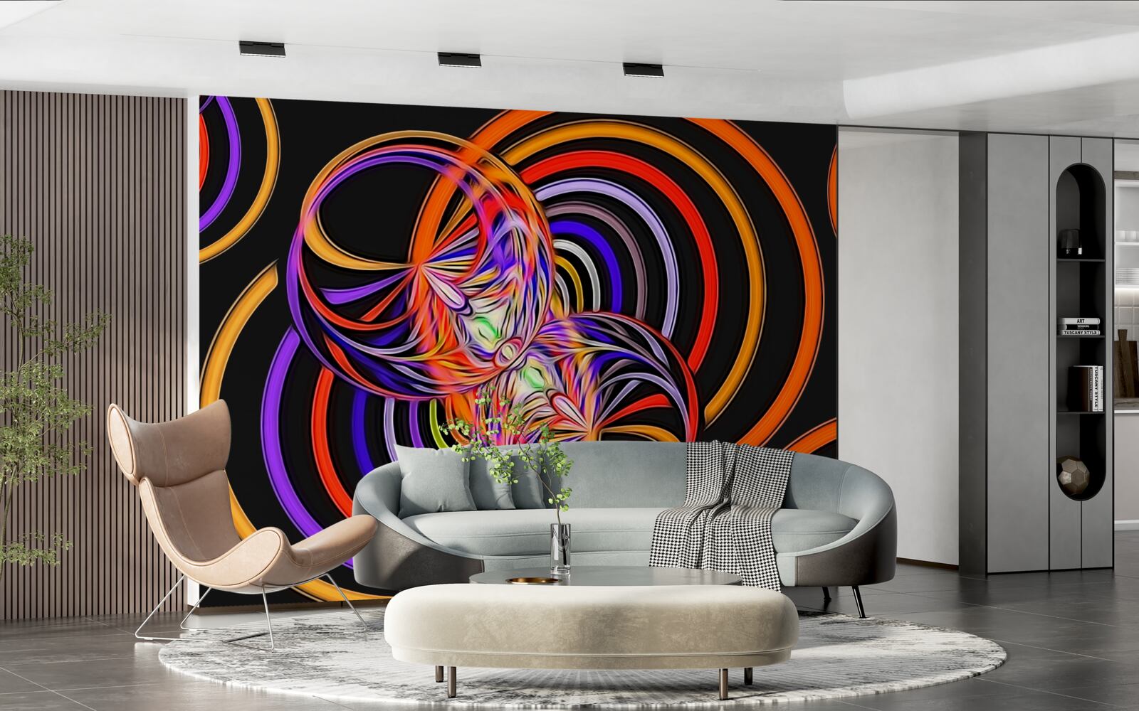 Фотошпалери кільця, наповнені кольоровими бульбашками