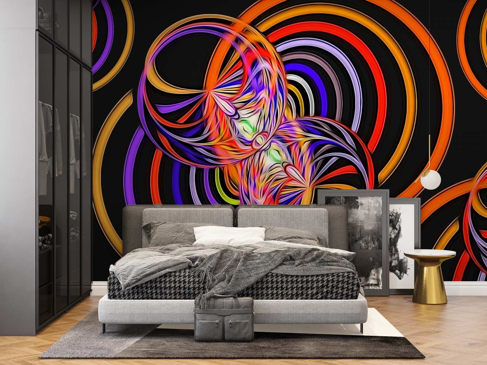 Фотошпалери кільця, наповнені кольоровими бульбашками