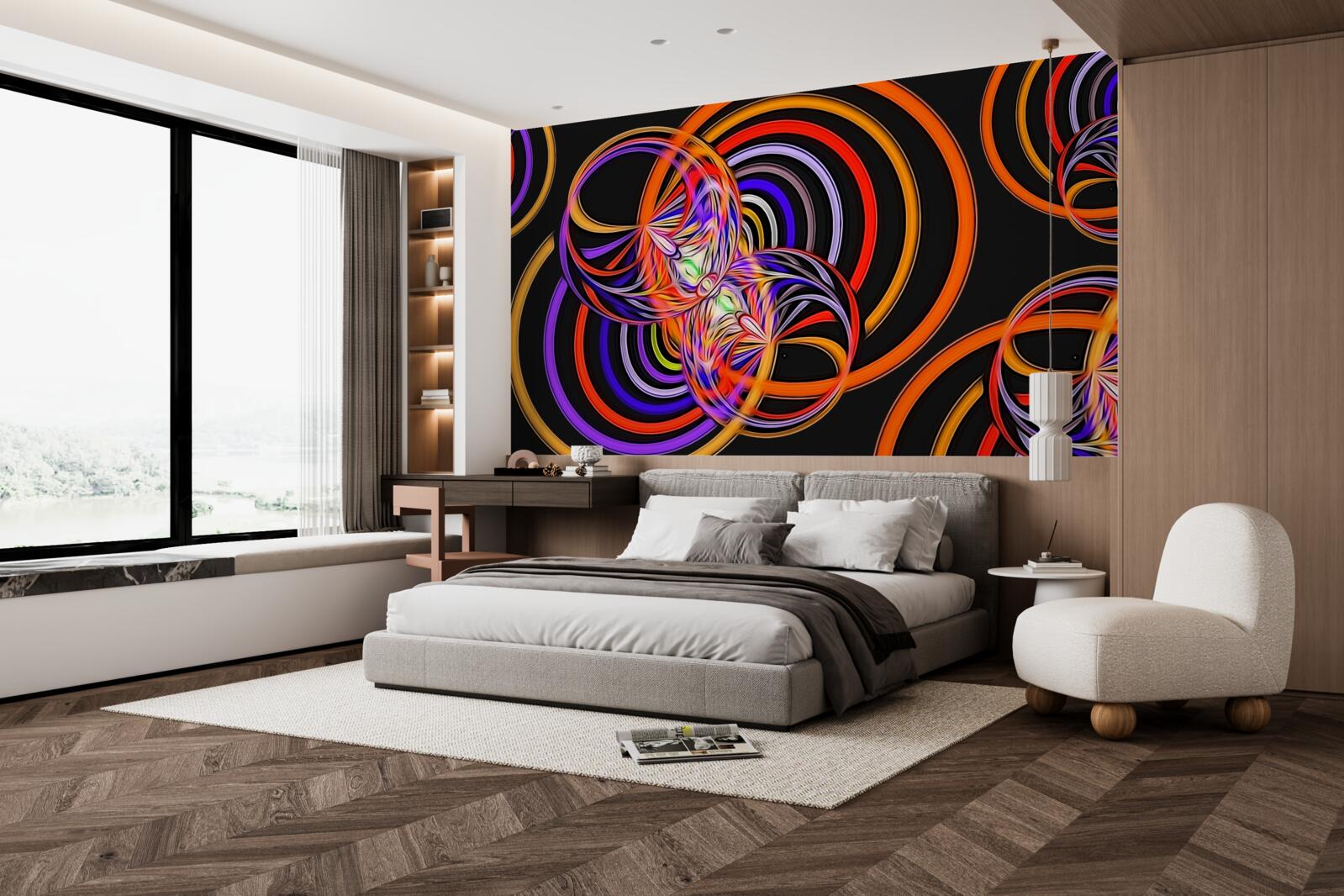 Фотошпалери кільця, наповнені кольоровими бульбашками