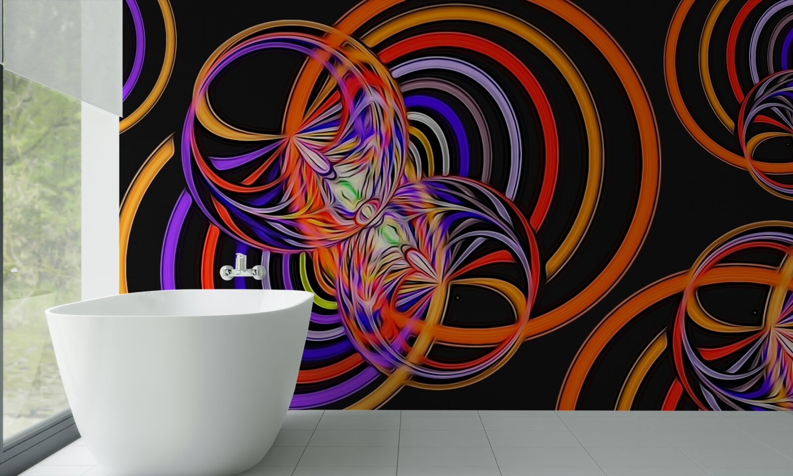 Фотошпалери кільця, наповнені кольоровими бульбашками