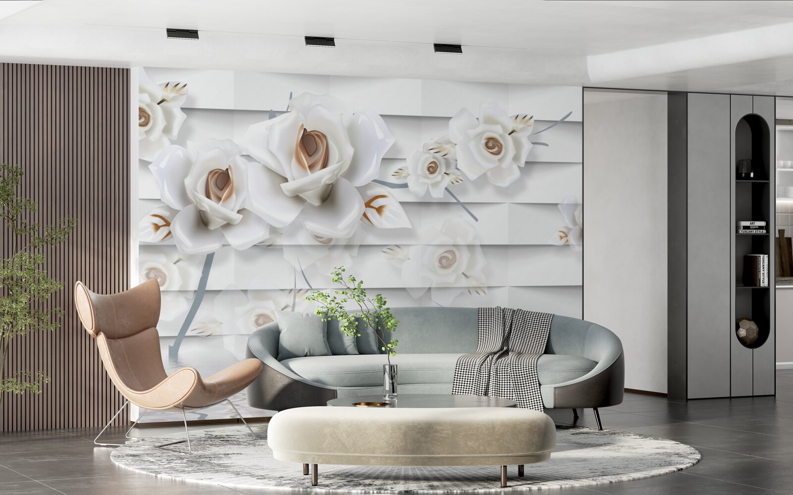 Фотошпалери спокійна вода усіяна білими квітами