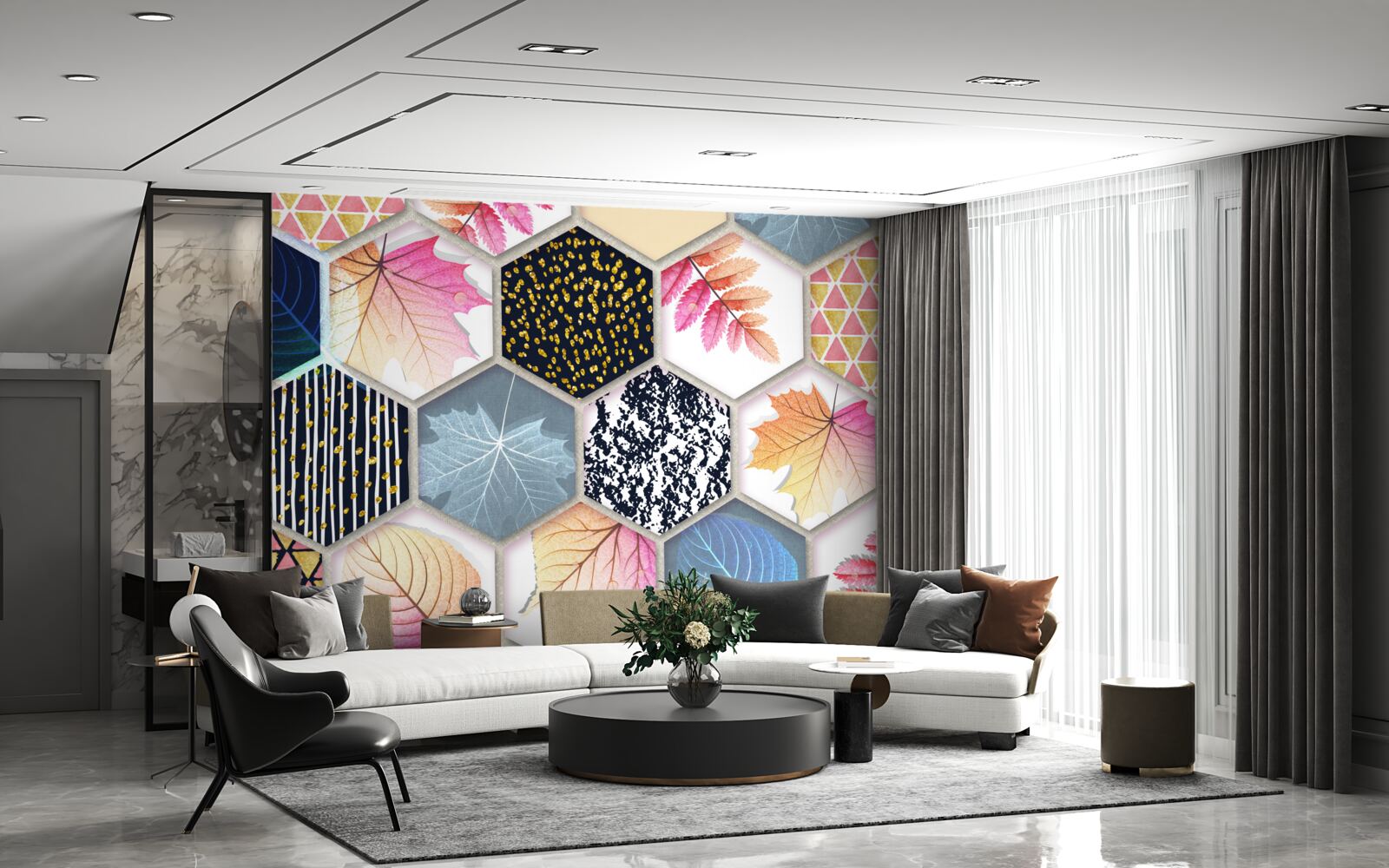 Фотошпалери мозаїка з осіннього листя