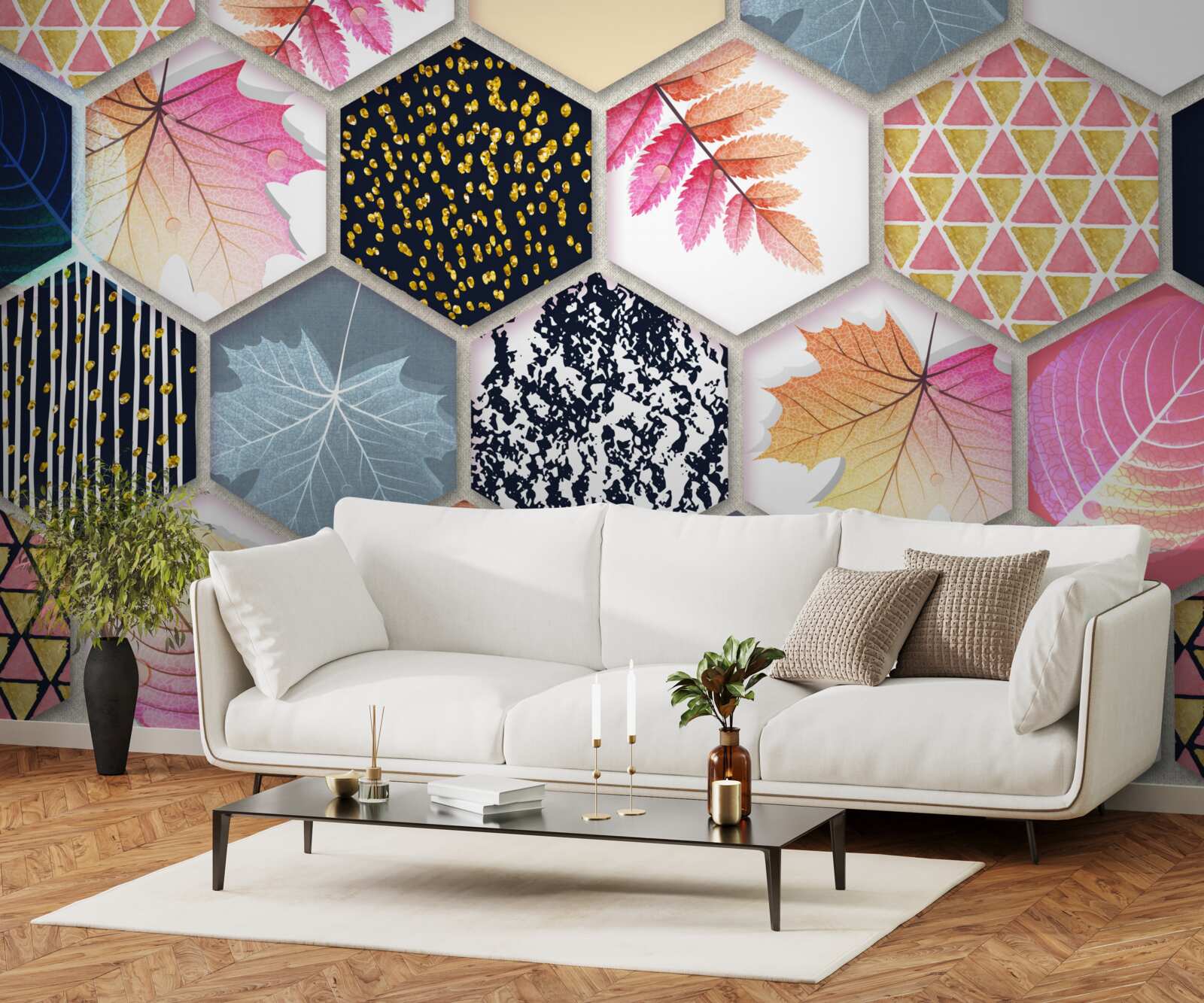 Фотошпалери мозаїка з осіннього листя