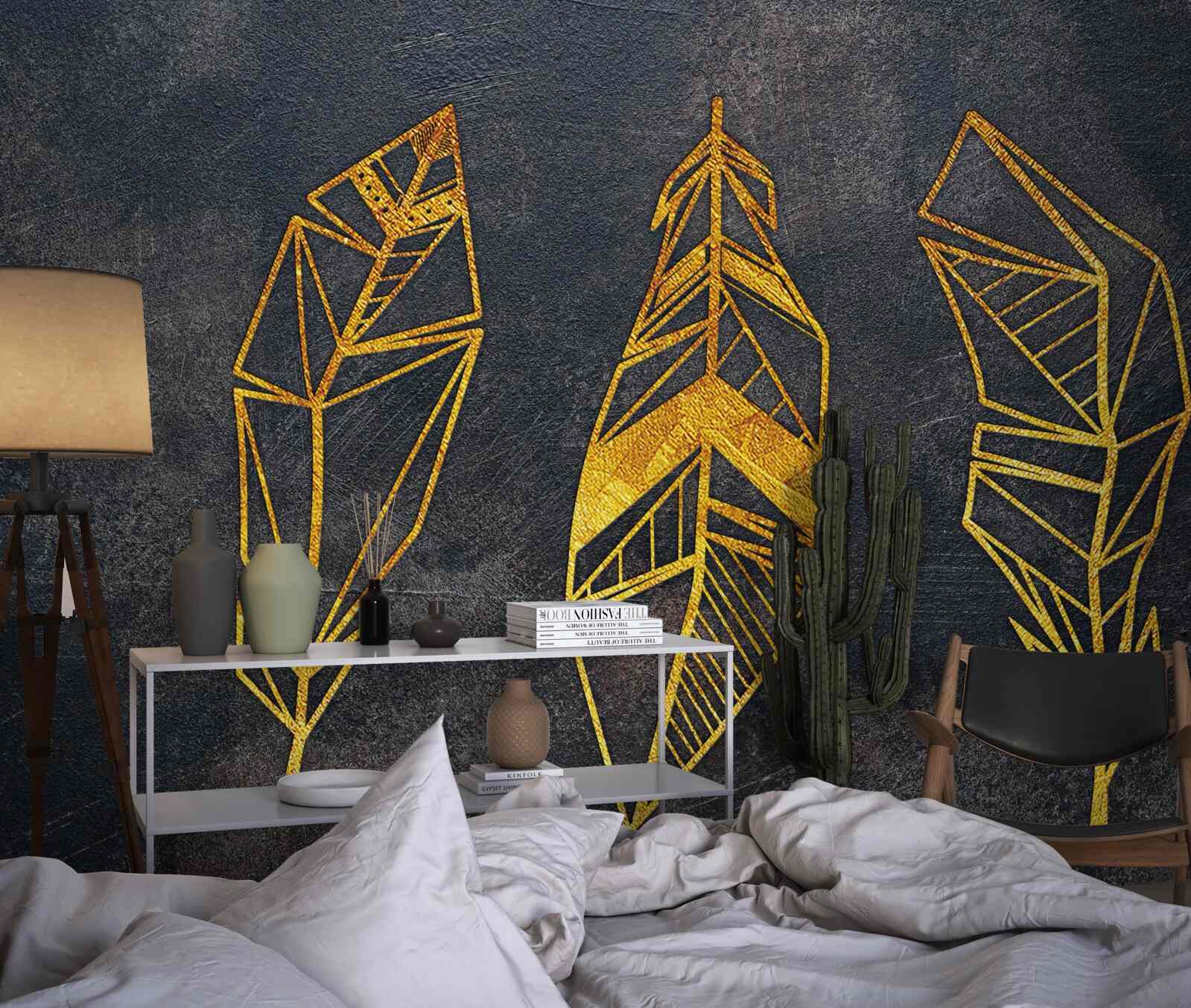 Фотошпалери складна геометрична структура листя