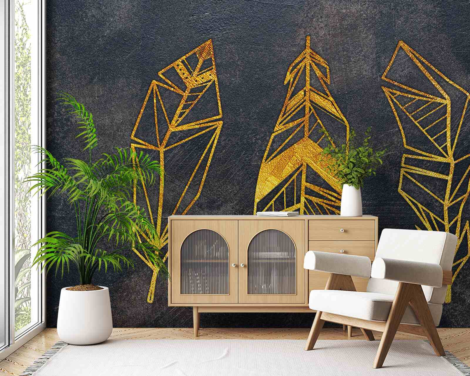 Фотошпалери складна геометрична структура листя