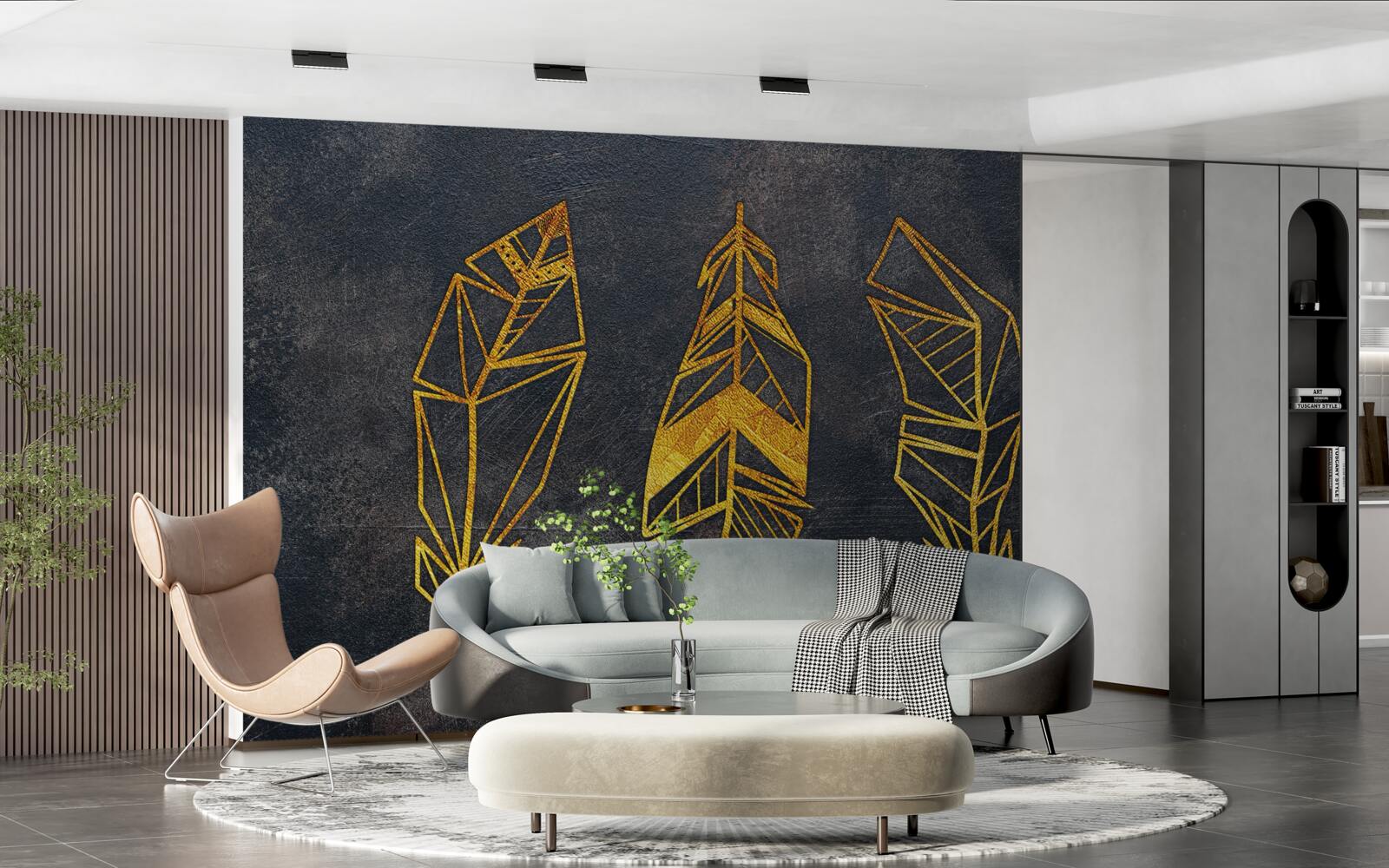 Фотошпалери складна геометрична структура листя